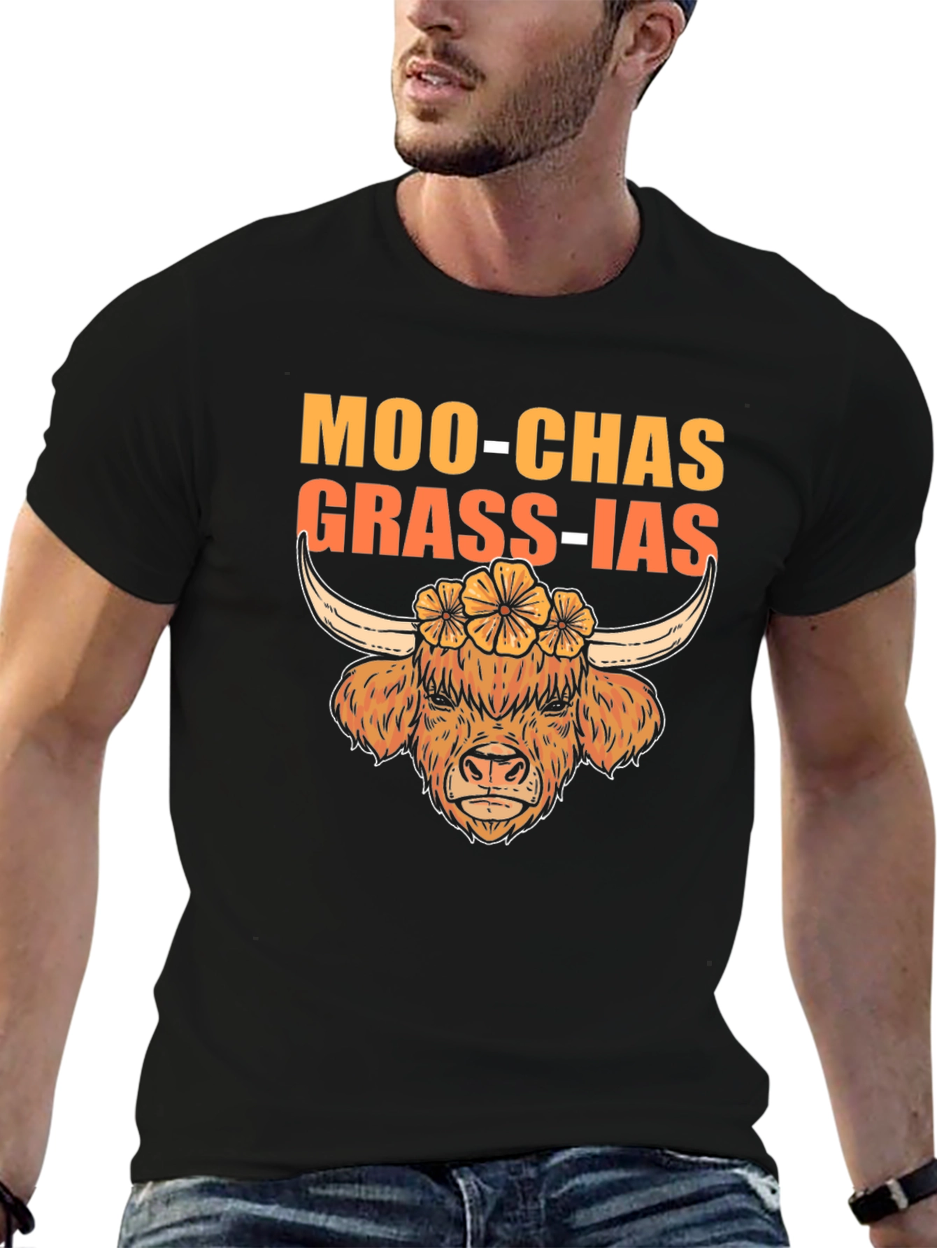 Moo-Chas Grass-ias Highland Cow Graphic Tee