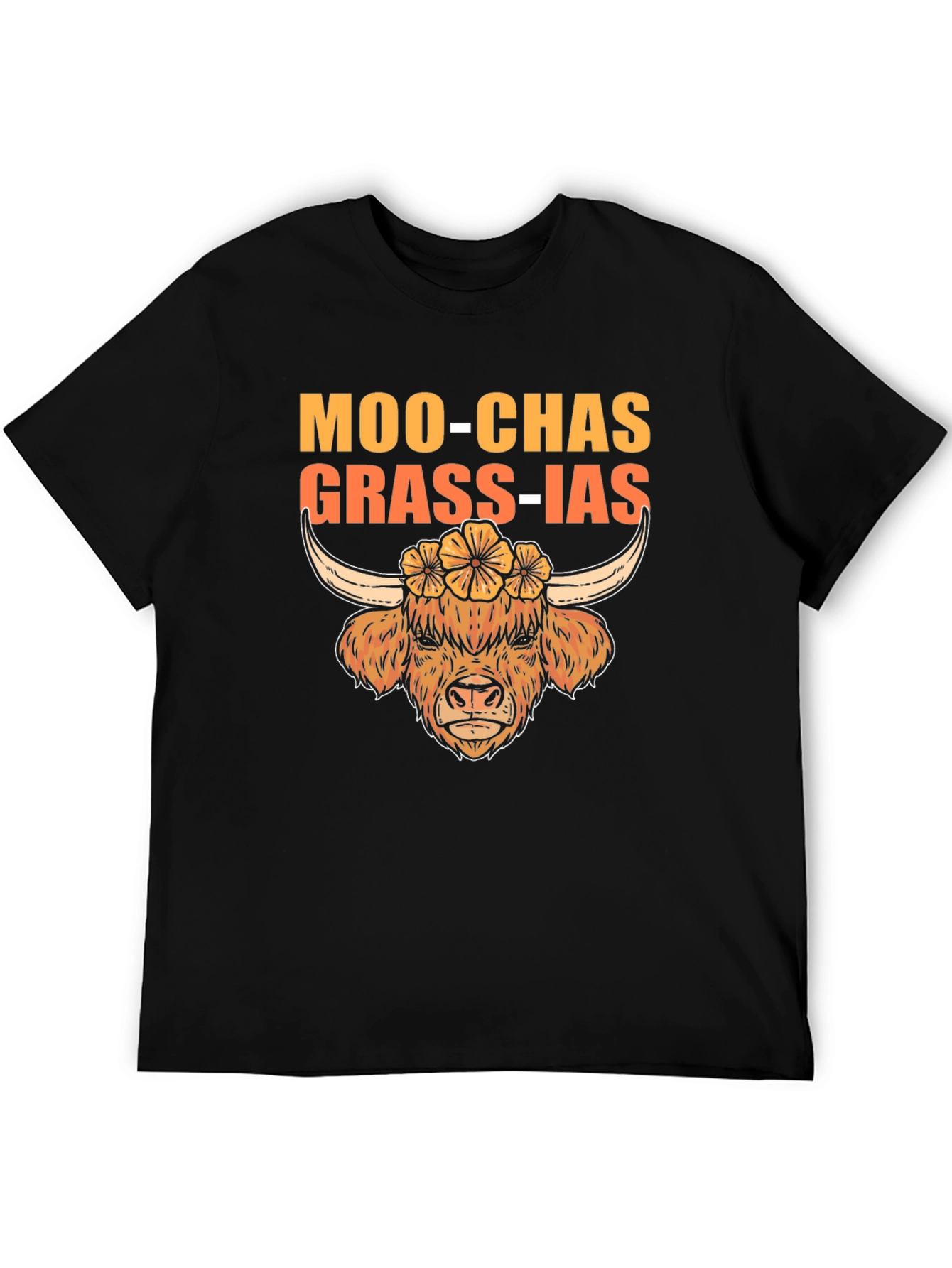 Moo-Chas Grass-ias Highland Cow Graphic Tee