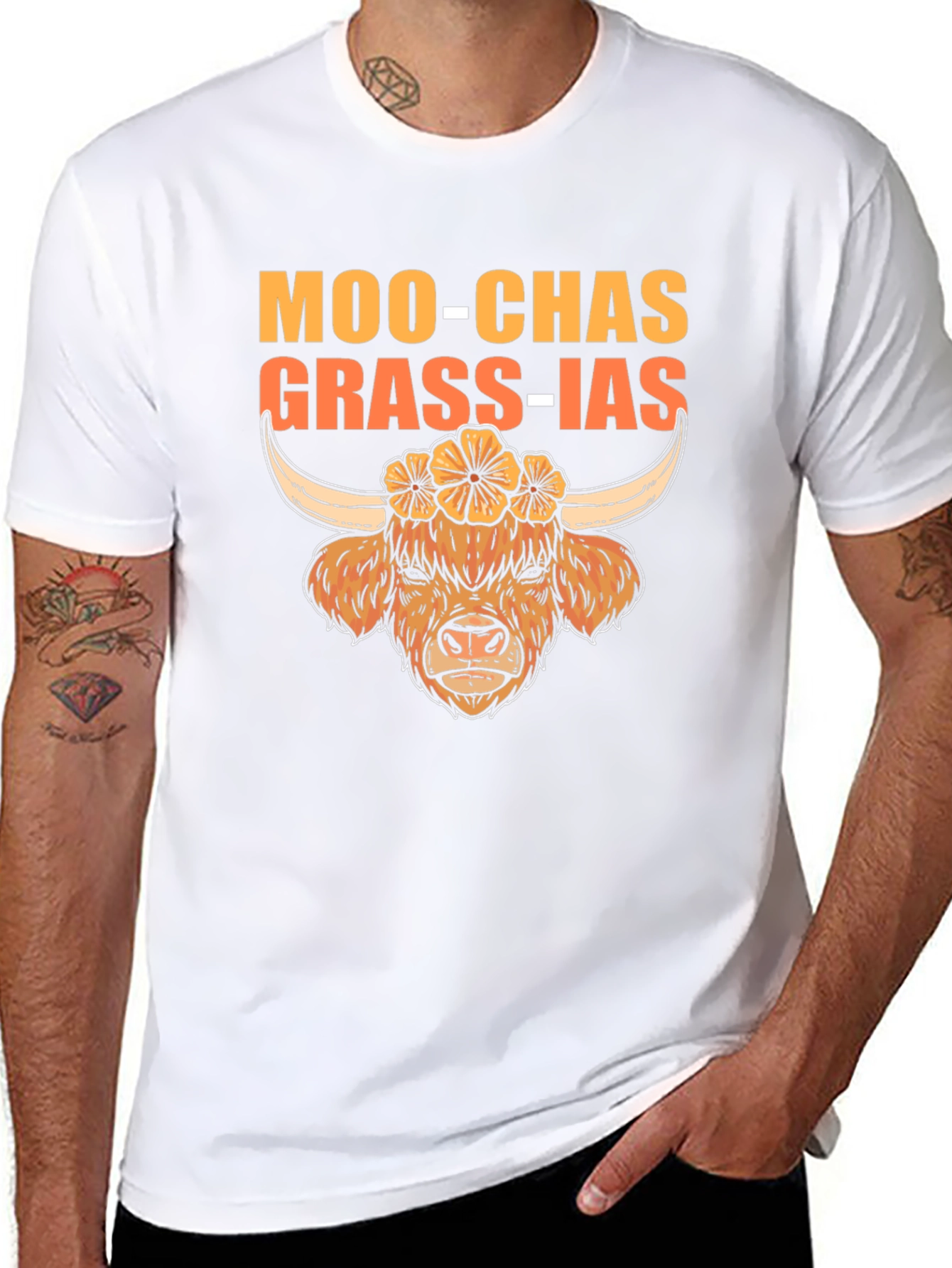 Moo-Chas Grass-ias Highland Cow Graphic Tee