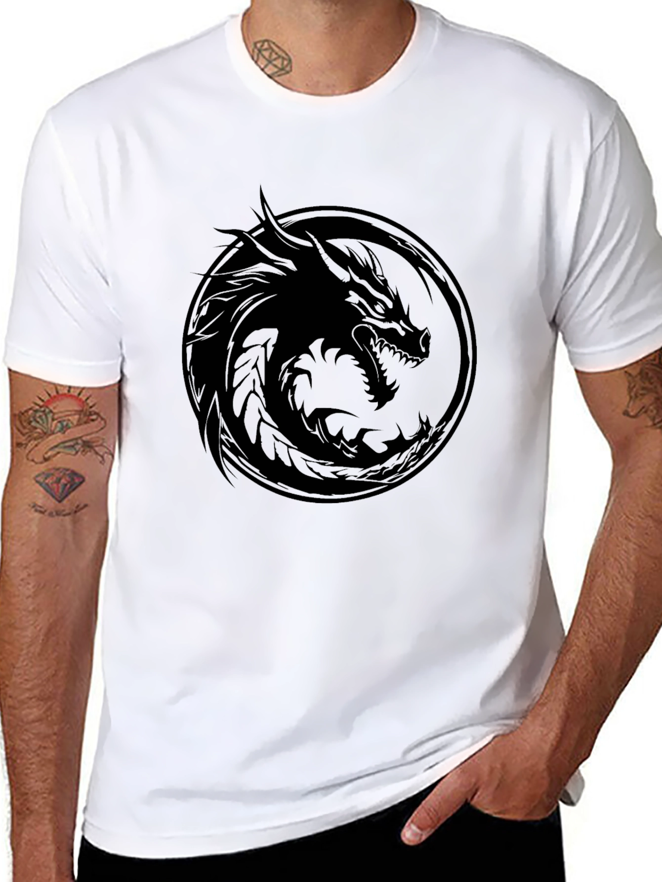 Dragon Circle Graphic Black T-Shirt