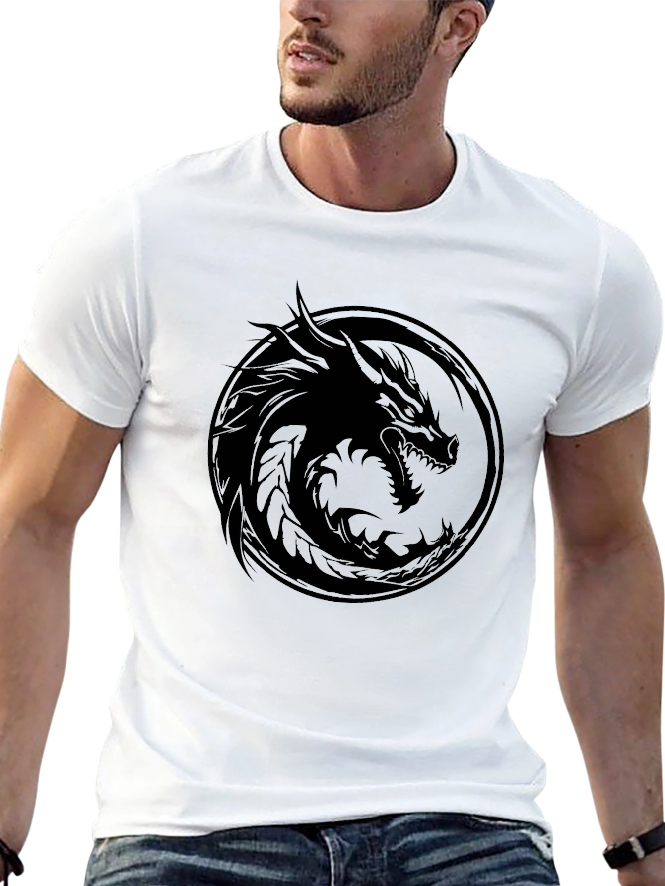 Dragon Circle Graphic Black T-Shirt