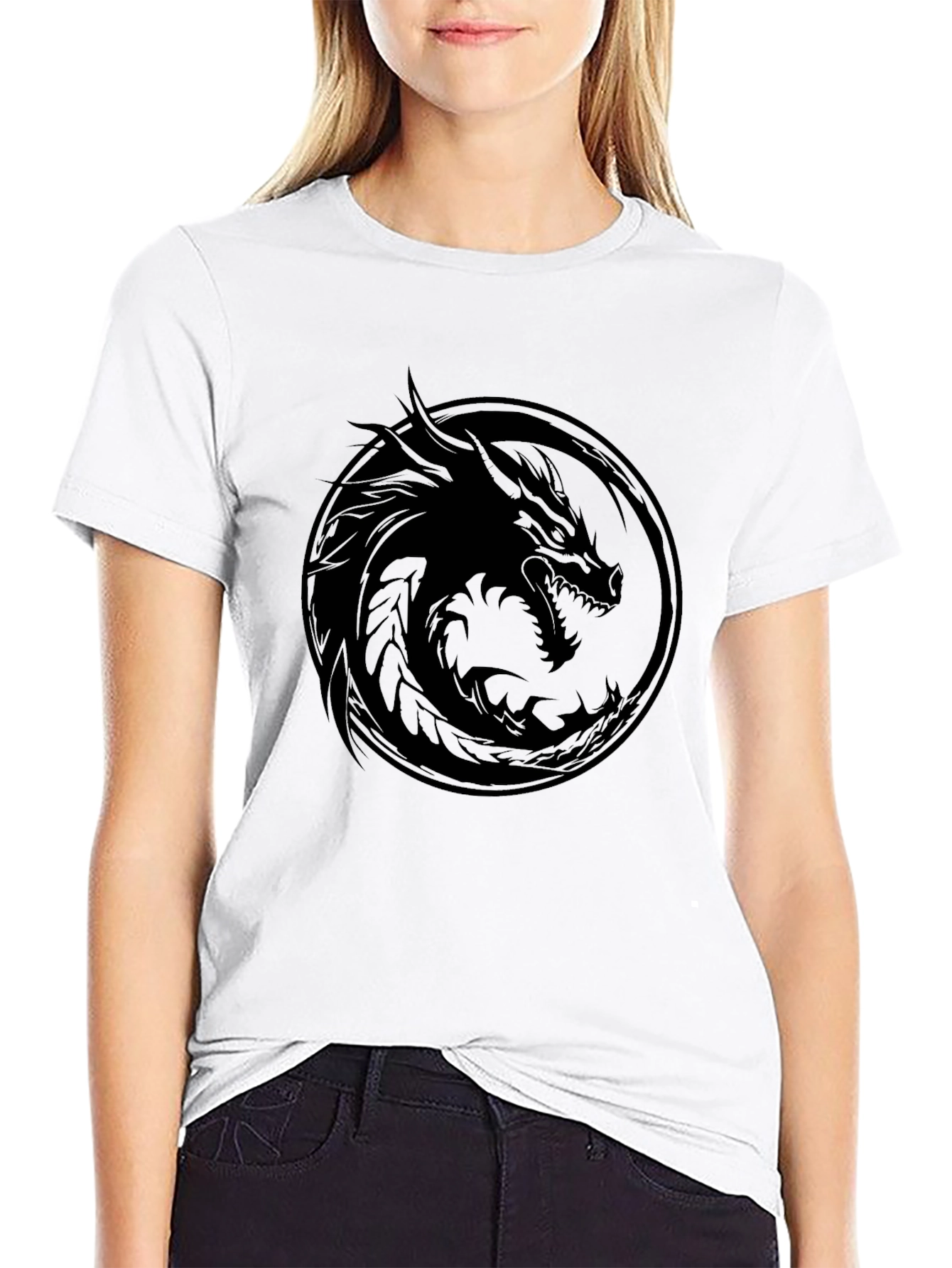 Dragon Circle Graphic Black T-Shirt
