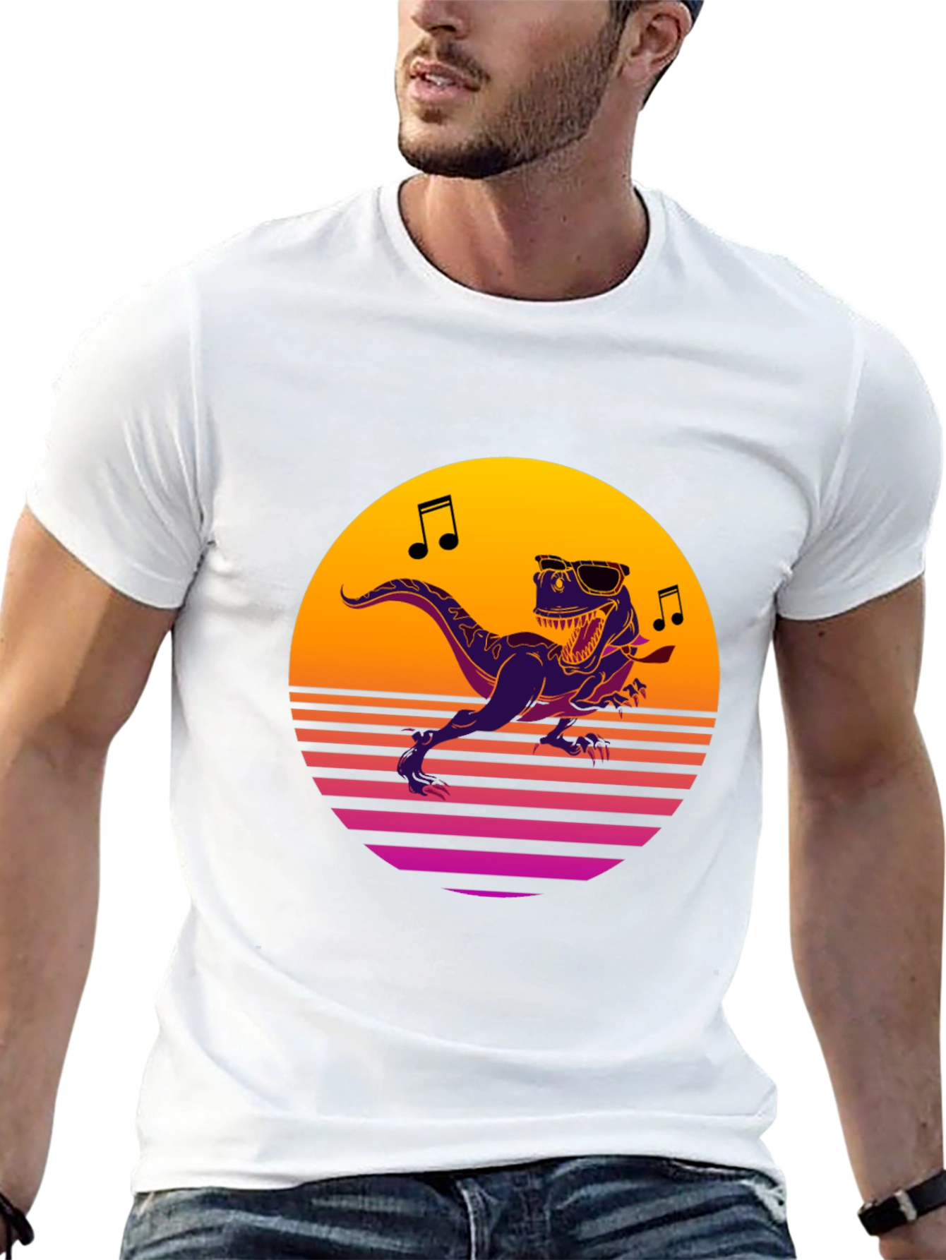 Retro Dino T-Shirt - Dancing T-Rex Graphic Tee