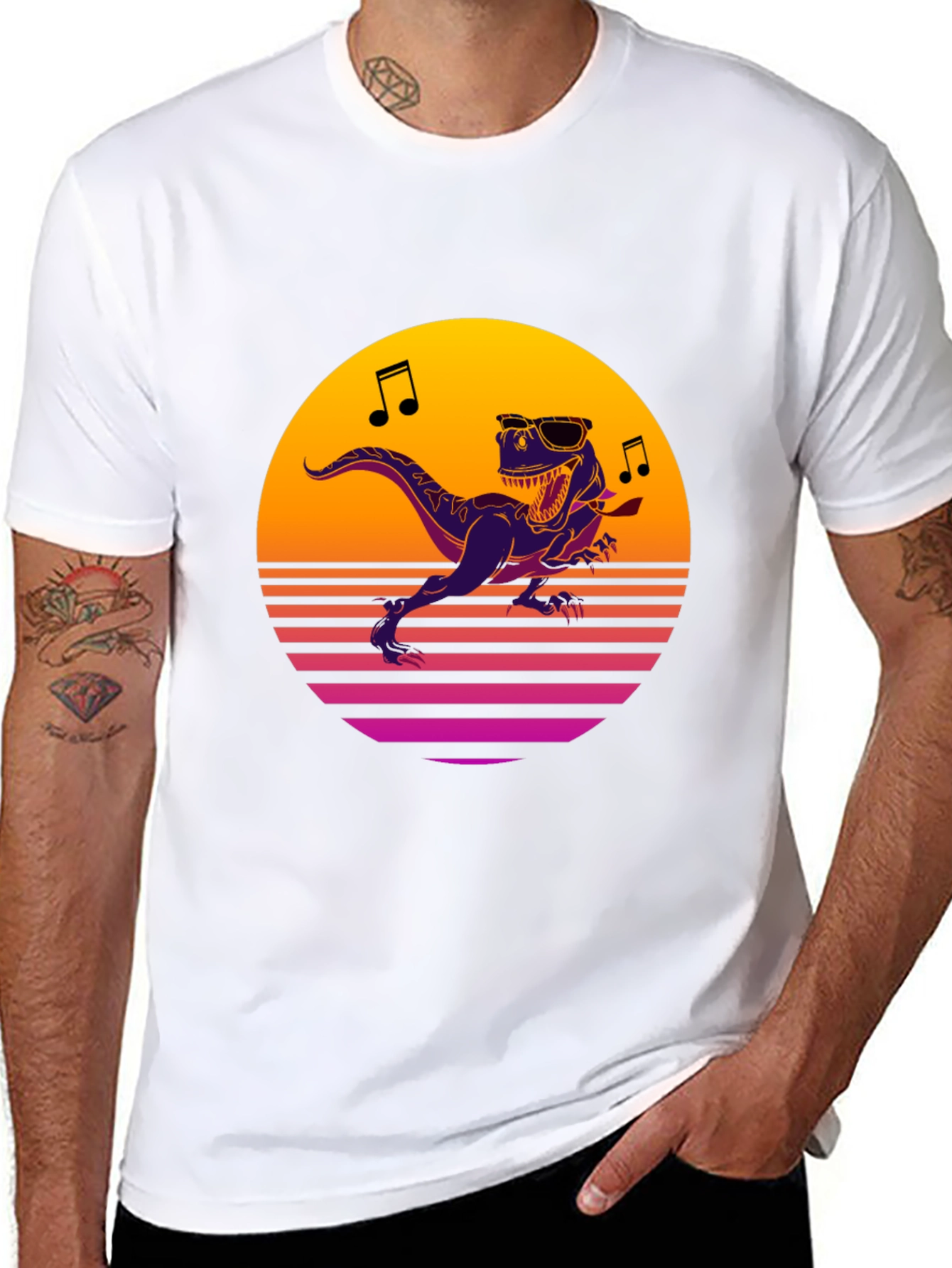 Retro Dino T-Shirt - Dancing T-Rex Graphic Tee