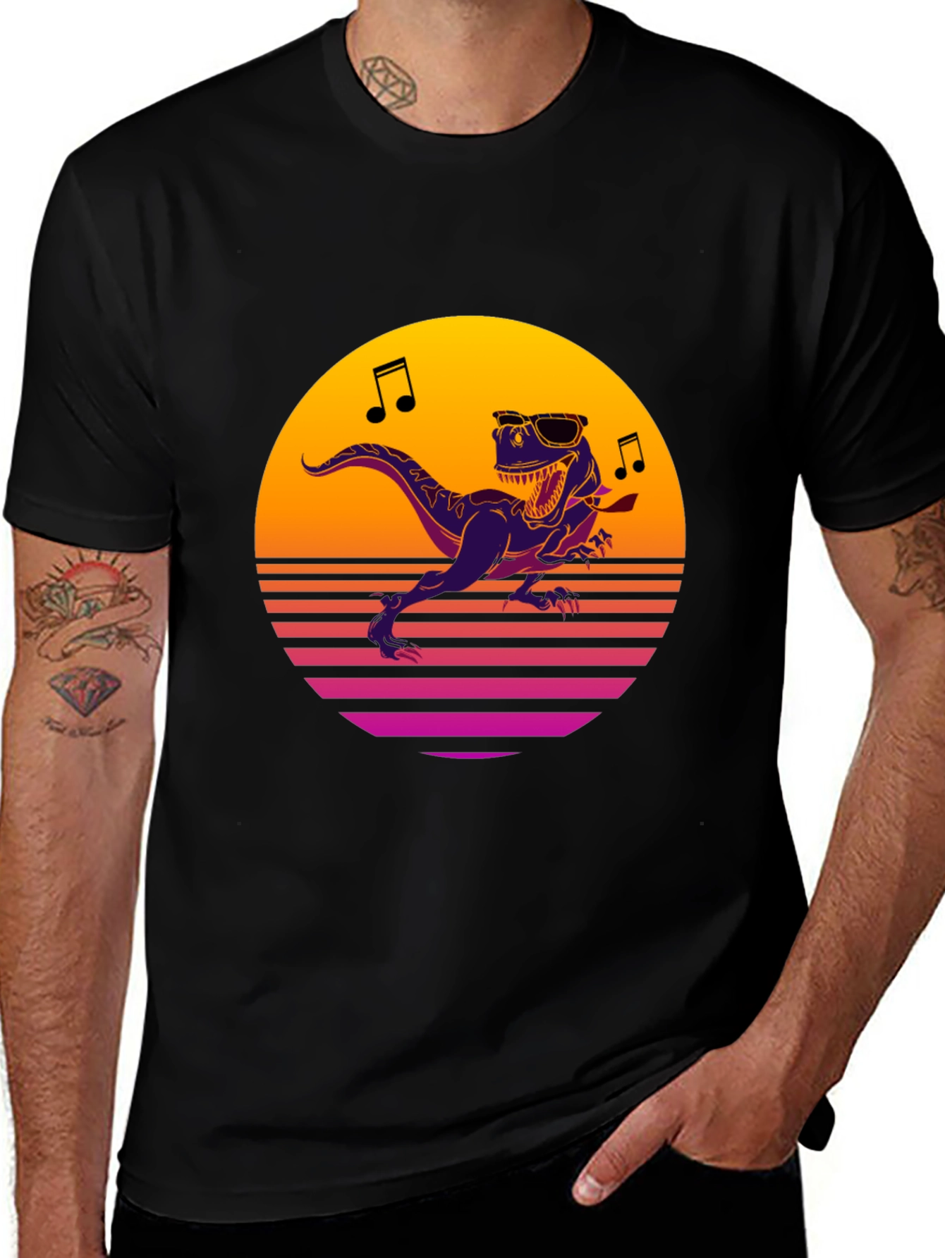 Retro Dino T-Shirt - Dancing T-Rex Graphic Tee