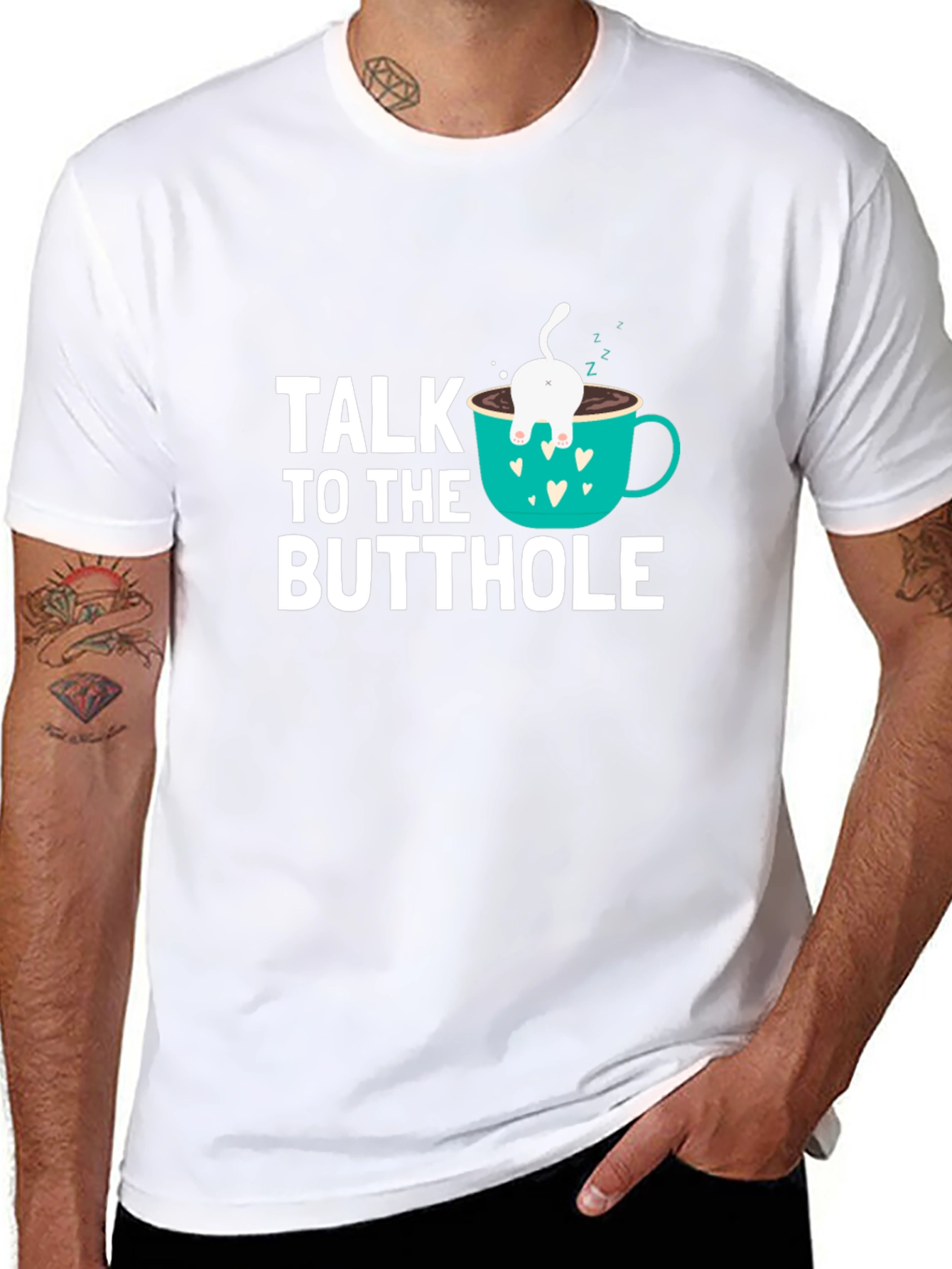 Talk to the Butthole Funny Cat Coffee T-Shirt