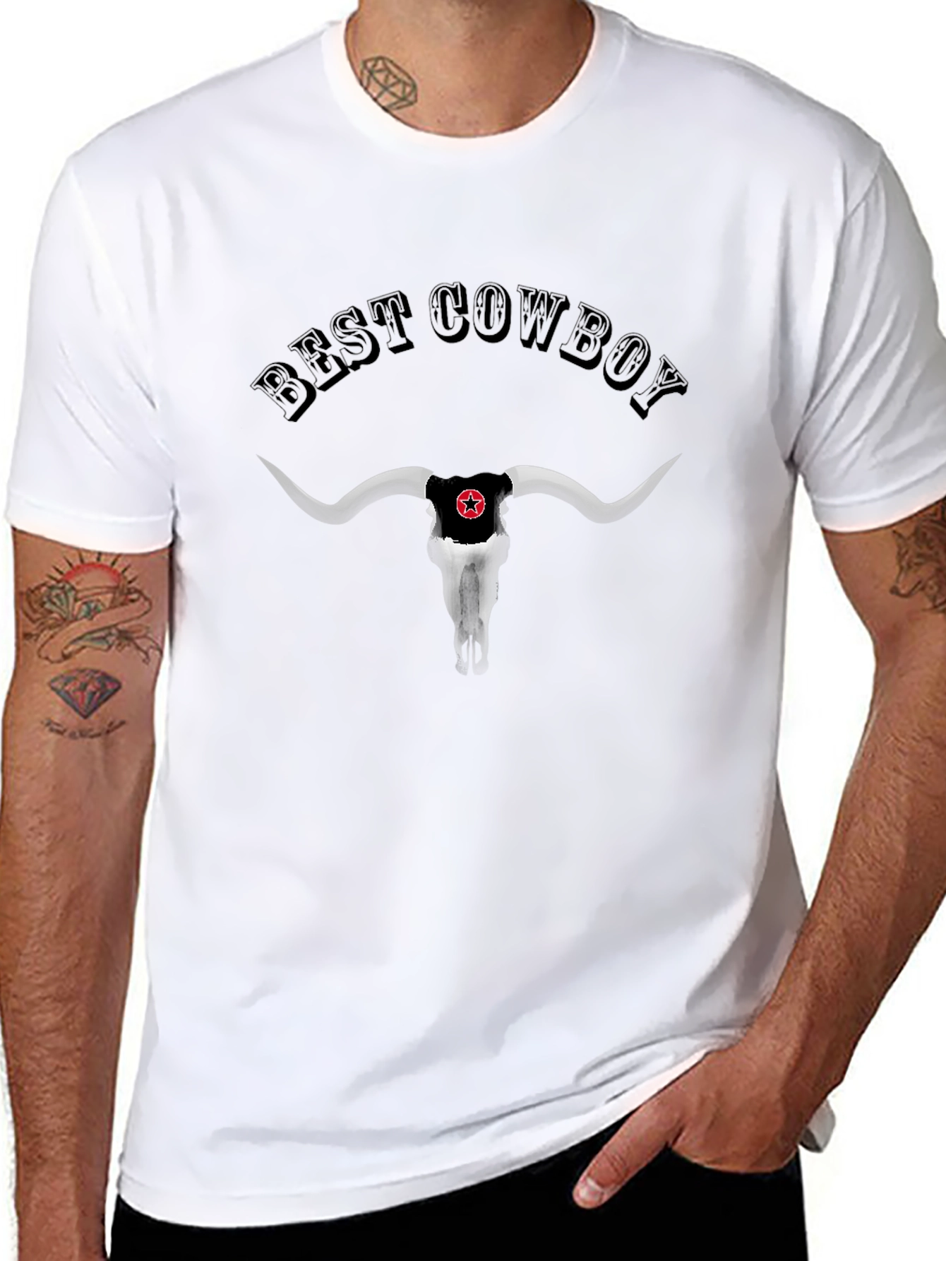 Best Cowboy Bull Skull Graphic T-Shirt