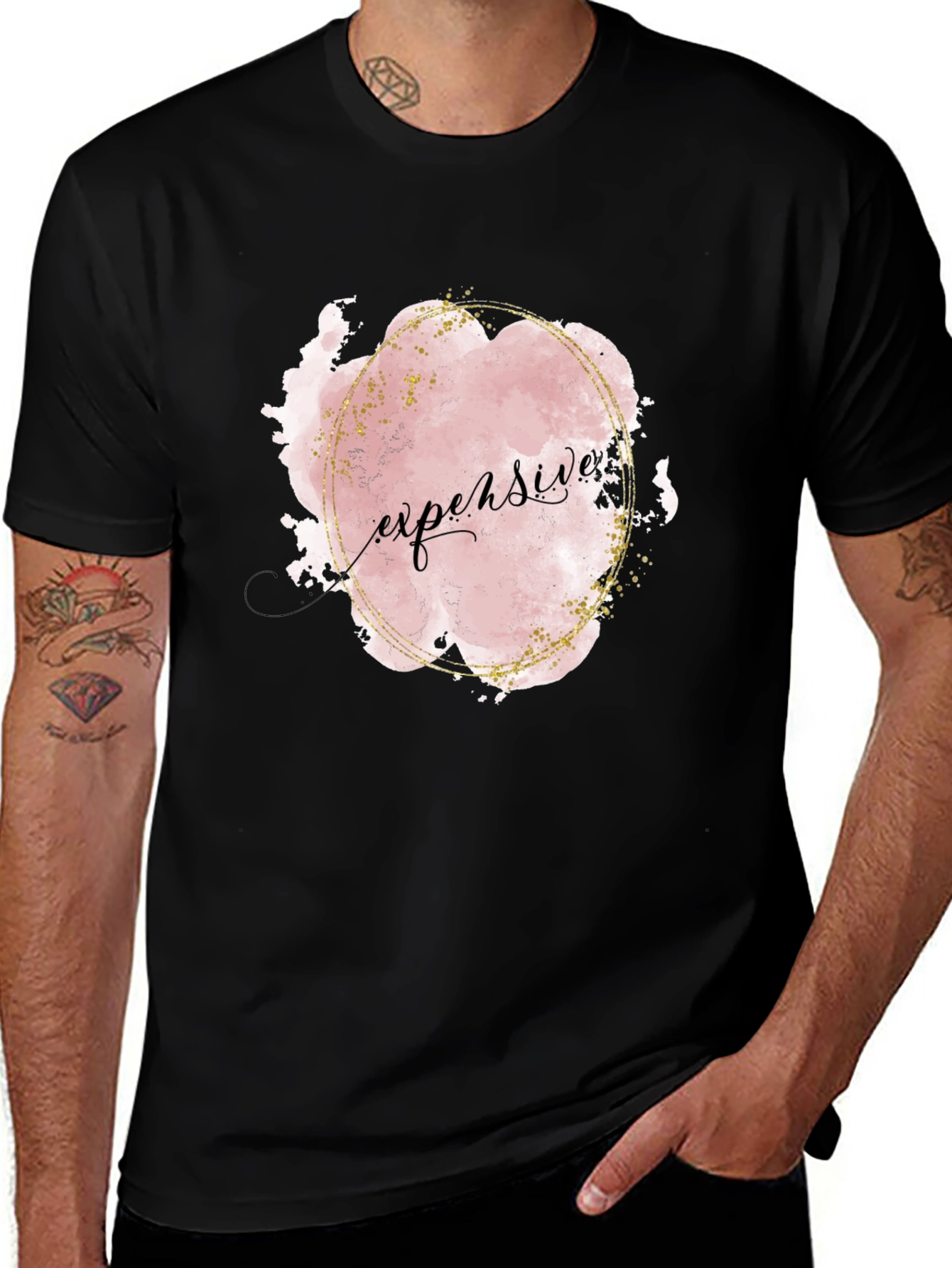 Expensive Graphic Print Black T-Shirt
