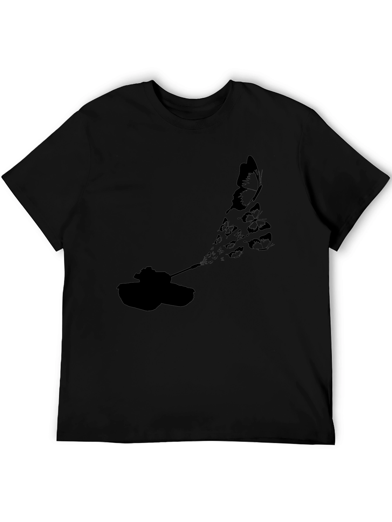 Tank Butterfly Graphic Tee - Black Cotton