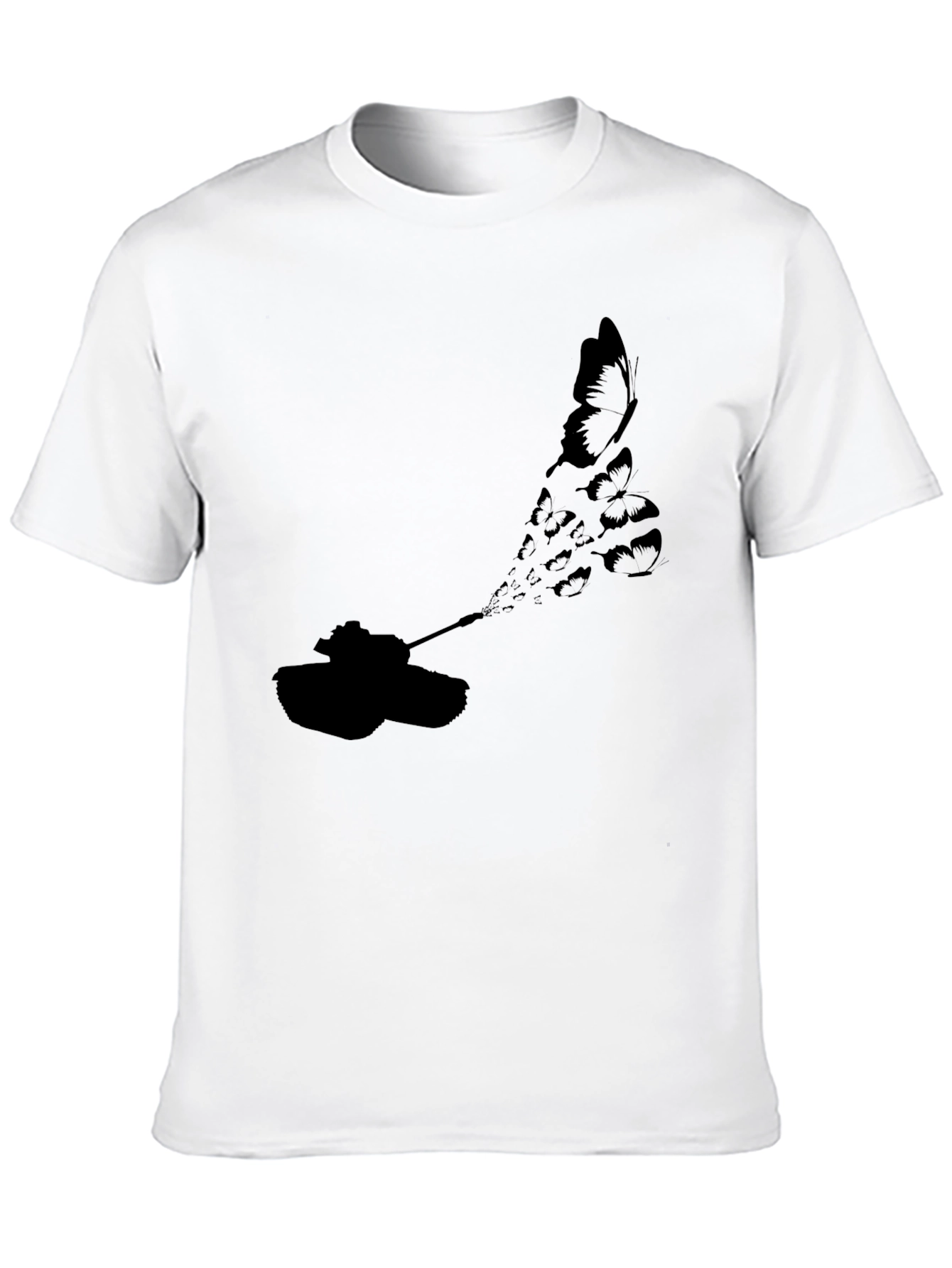 Tank Butterfly Graphic Tee - Black Cotton