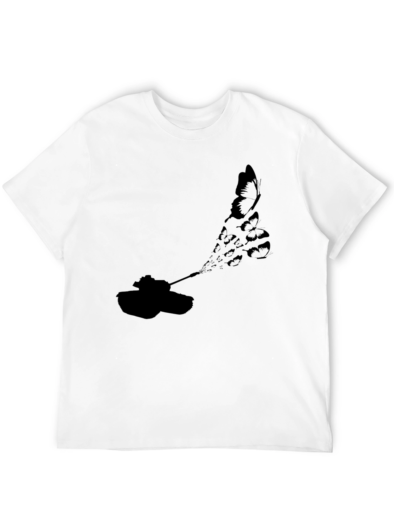 Tank Butterfly Graphic Tee - Black Cotton