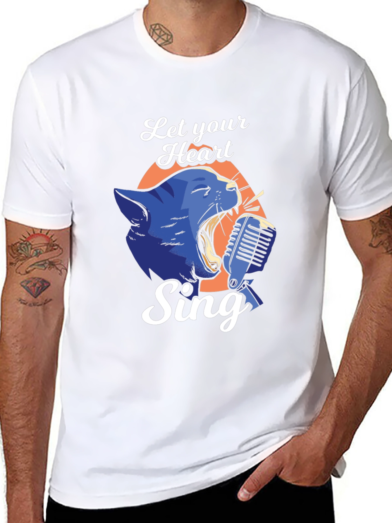 Singing Cat Graphic Tee - Let Your Heart Sing