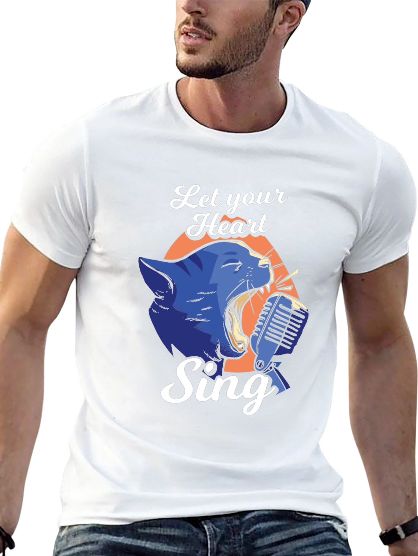 Singing Cat Graphic Tee - Let Your Heart Sing