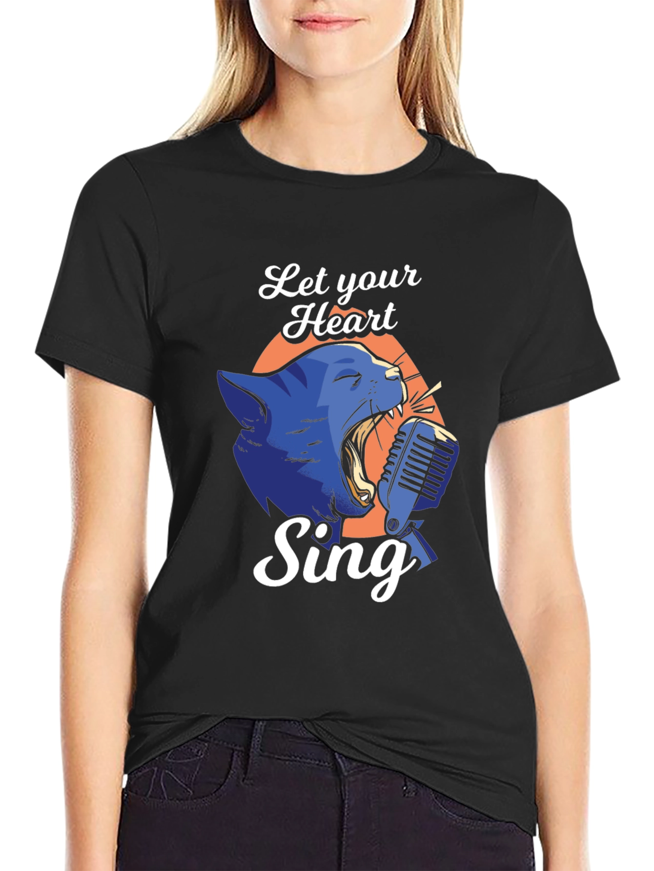 Singing Cat Graphic Tee - Let Your Heart Sing