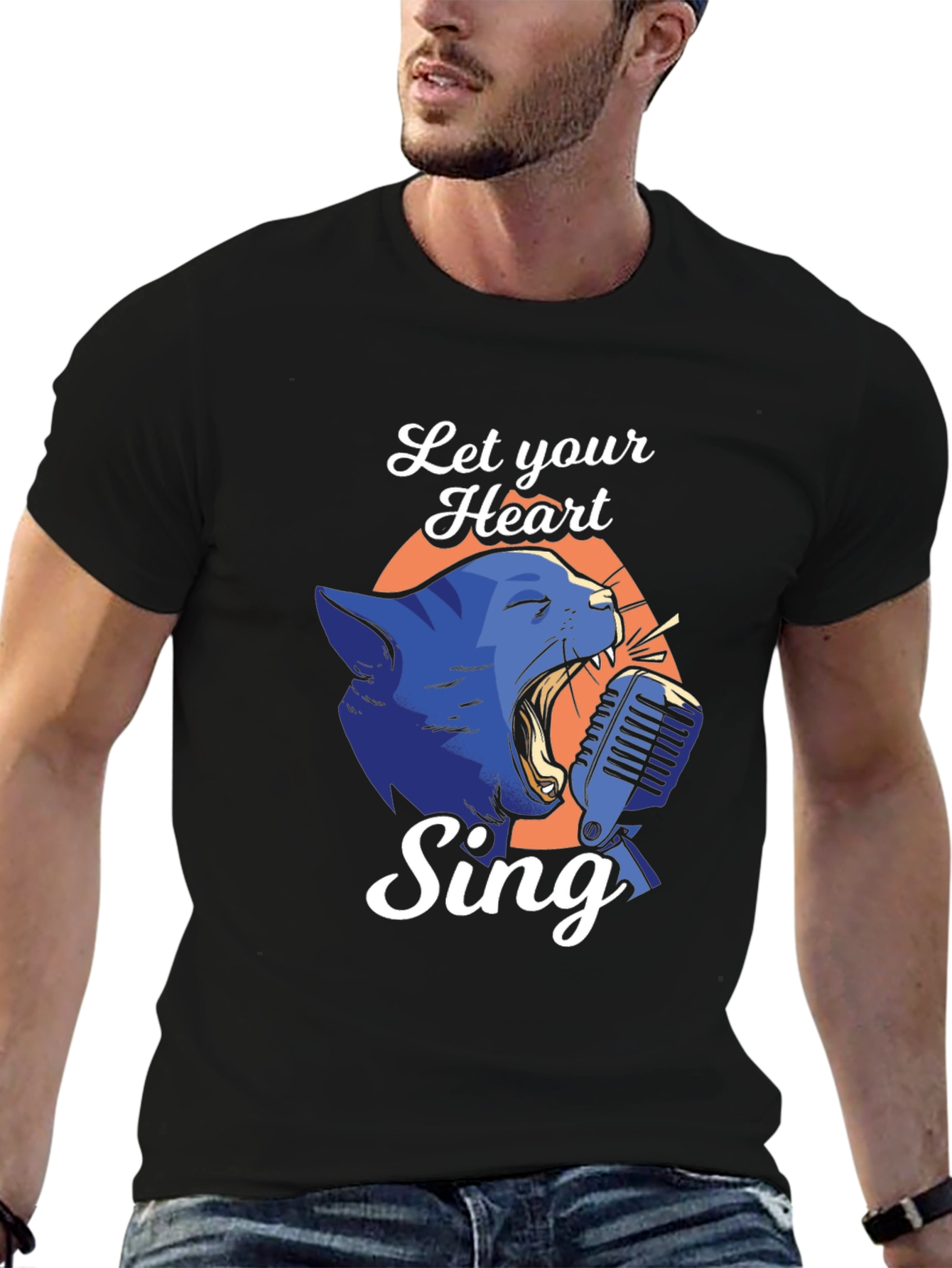 Singing Cat Graphic Tee - Let Your Heart Sing