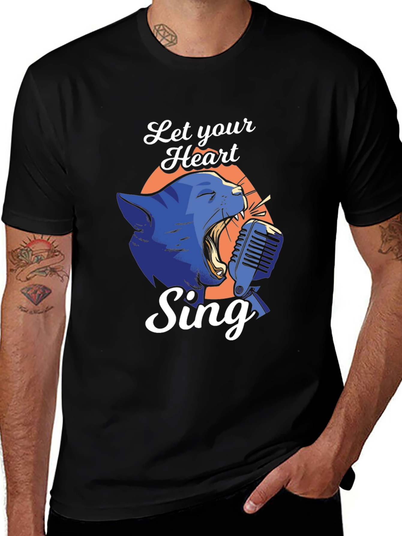 Singing Cat Graphic Tee - Let Your Heart Sing