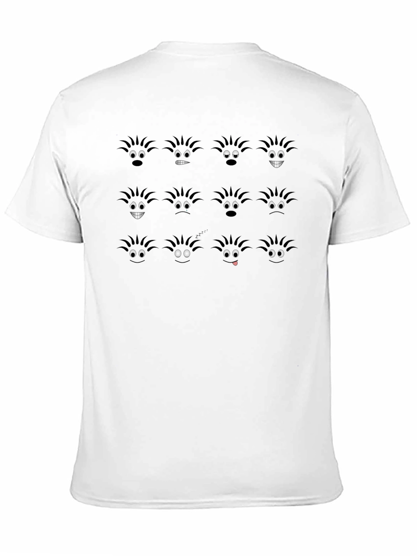 Expressive Black T-Shirt with Emoji Faces