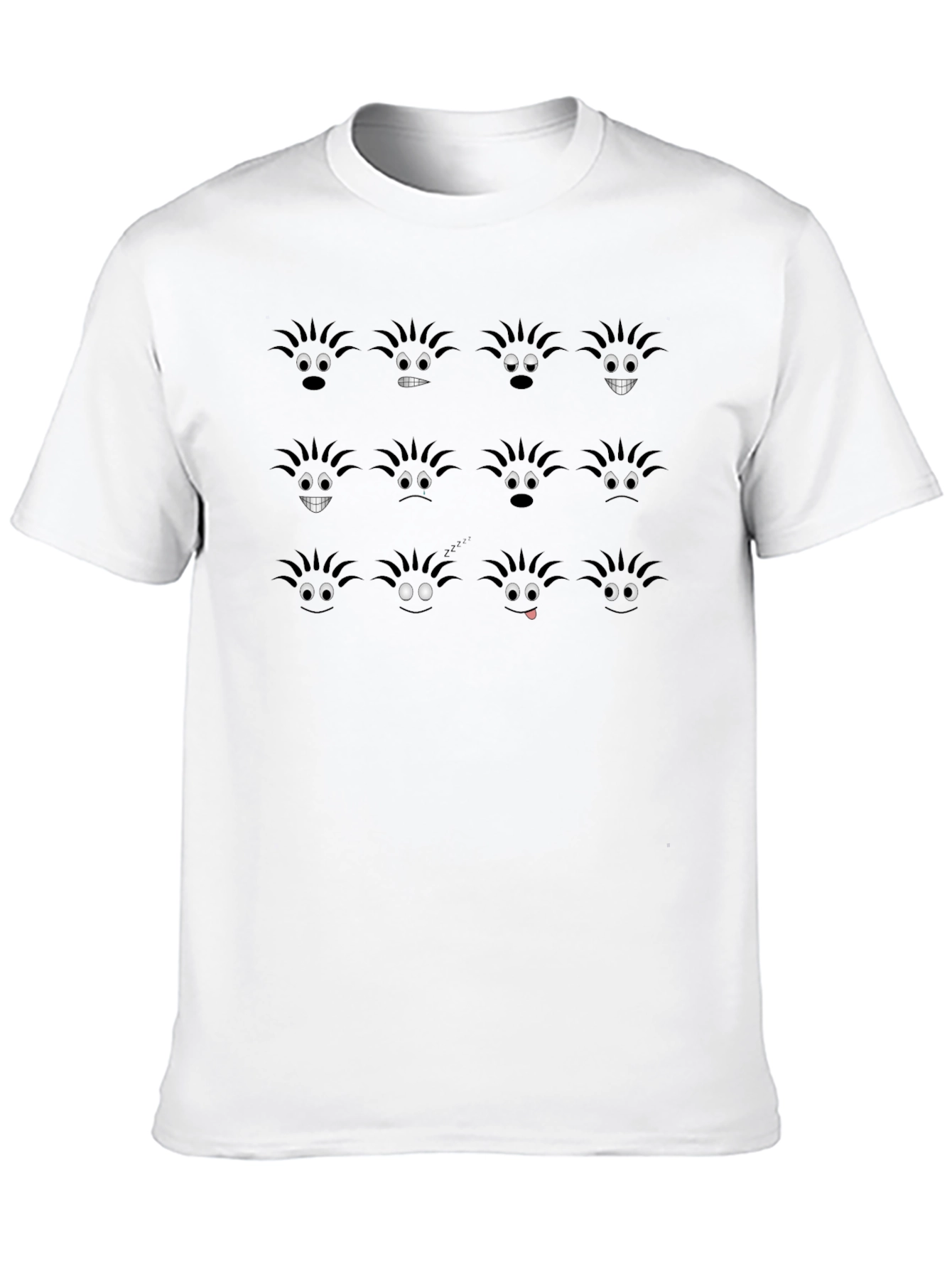 Expressive Black T-Shirt with Emoji Faces
