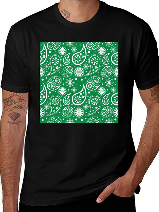 Paisley Print T-Shirt - Emerald Green Design