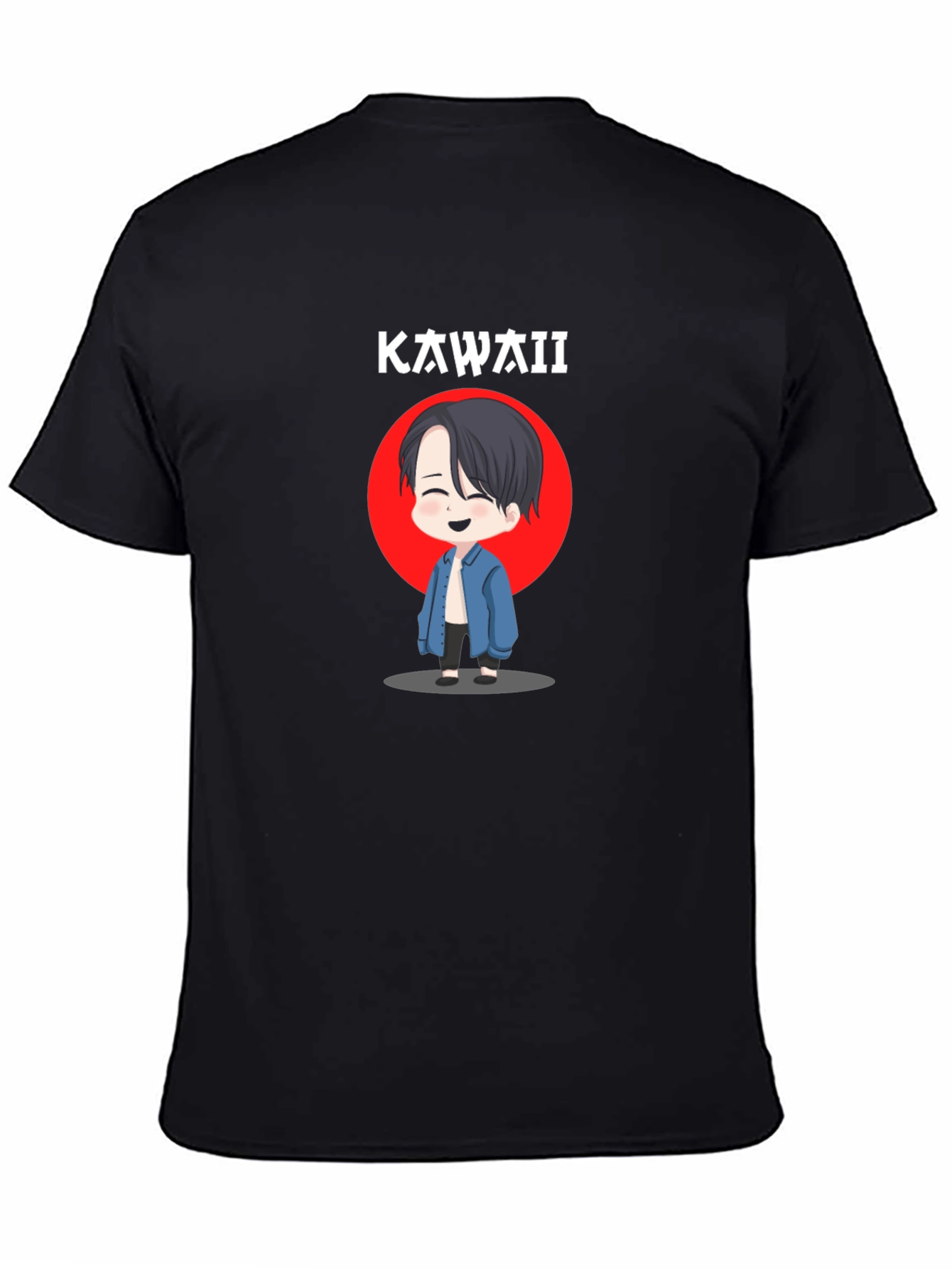 Kawaii Cartoon Anime Graphic Black T-Shirt