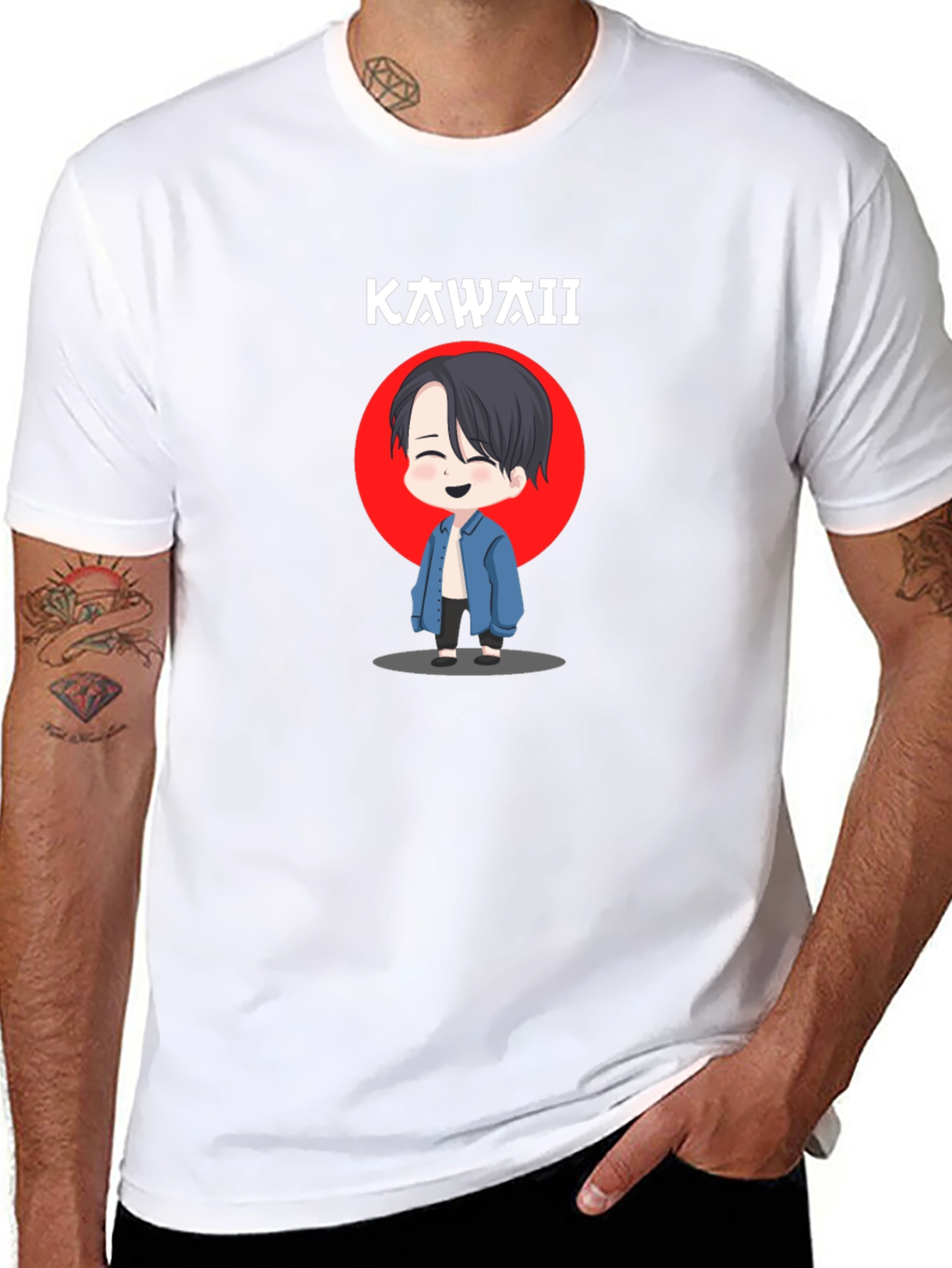 Kawaii Cartoon Anime Graphic Black T-Shirt
