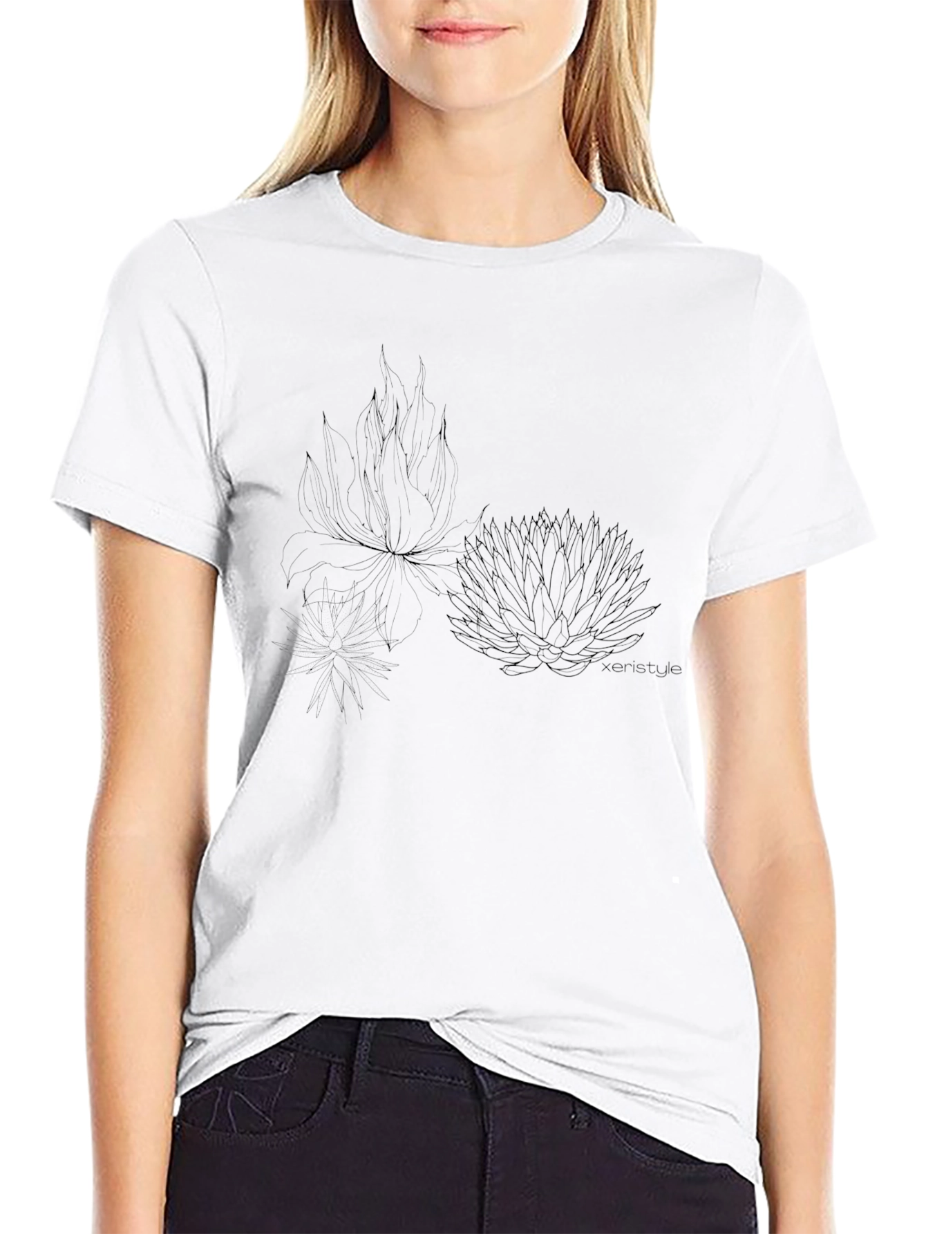 Minimalist Floral Black T-Shirt