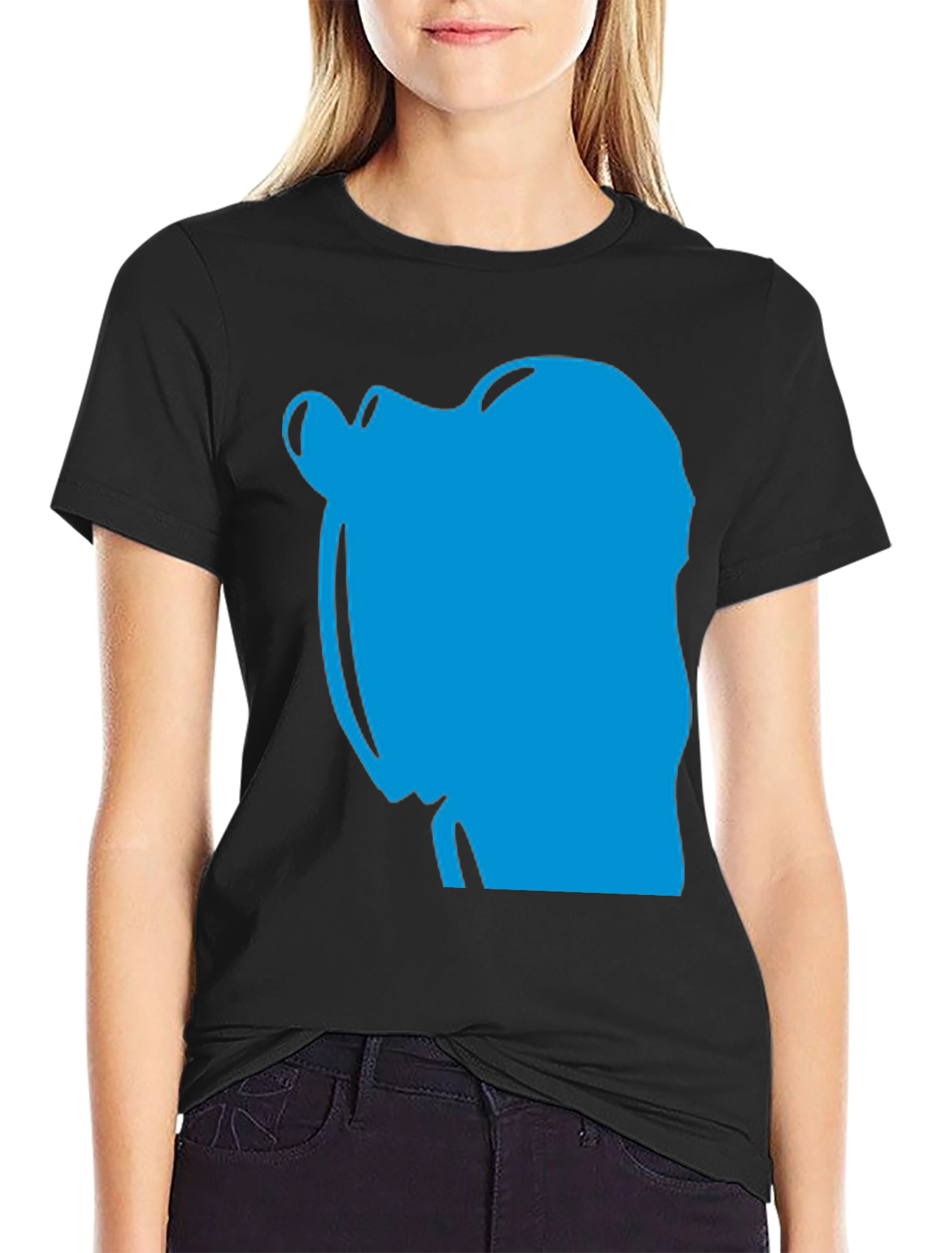 Abstract Blue Graphic Print Black T-Shirt