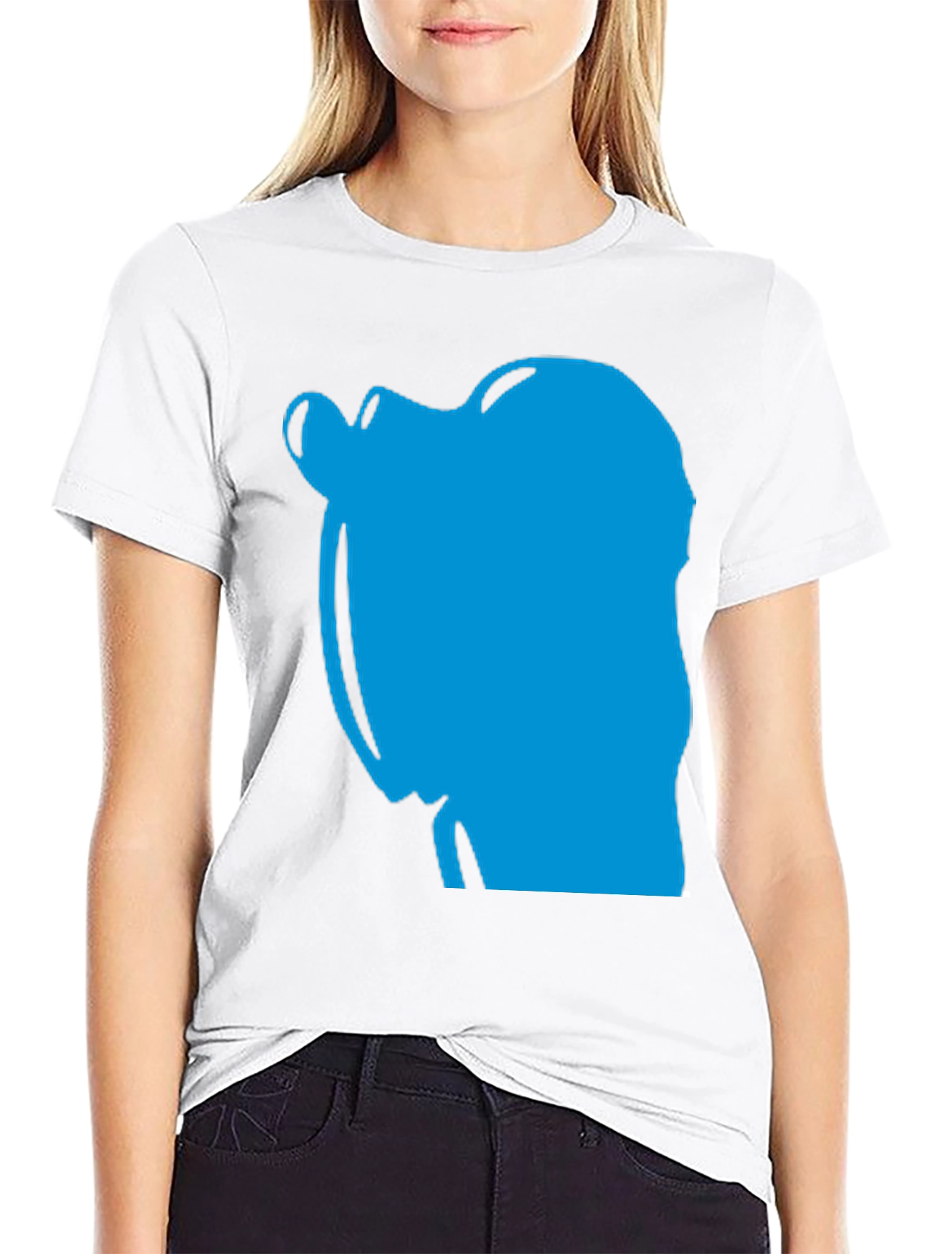 Abstract Blue Graphic Print Black T-Shirt