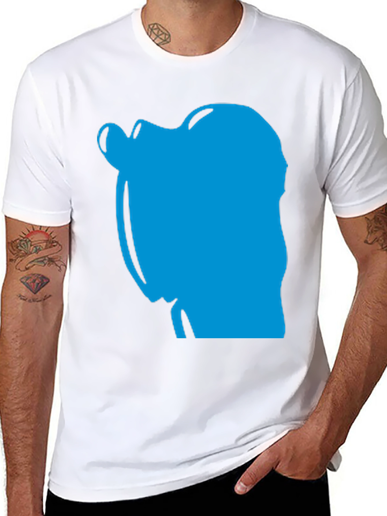 Abstract Blue Graphic Print Black T-Shirt