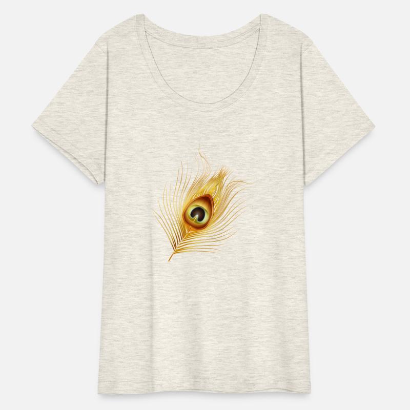 hand drawn gold colored peacock feather