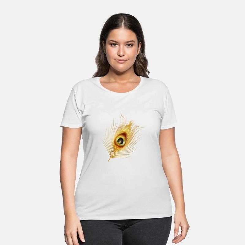 hand drawn gold colored peacock feather