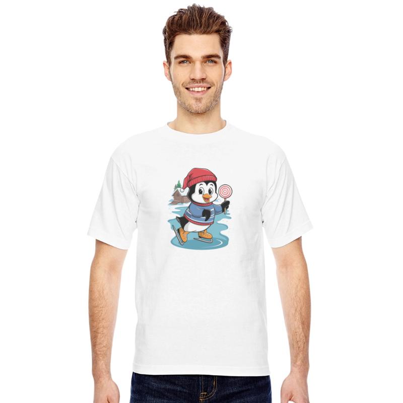 Happy Ice Skating Penguin With Lollipop