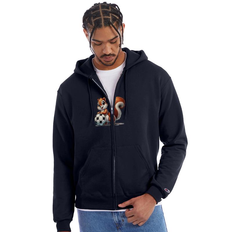 happy squirrel playing football