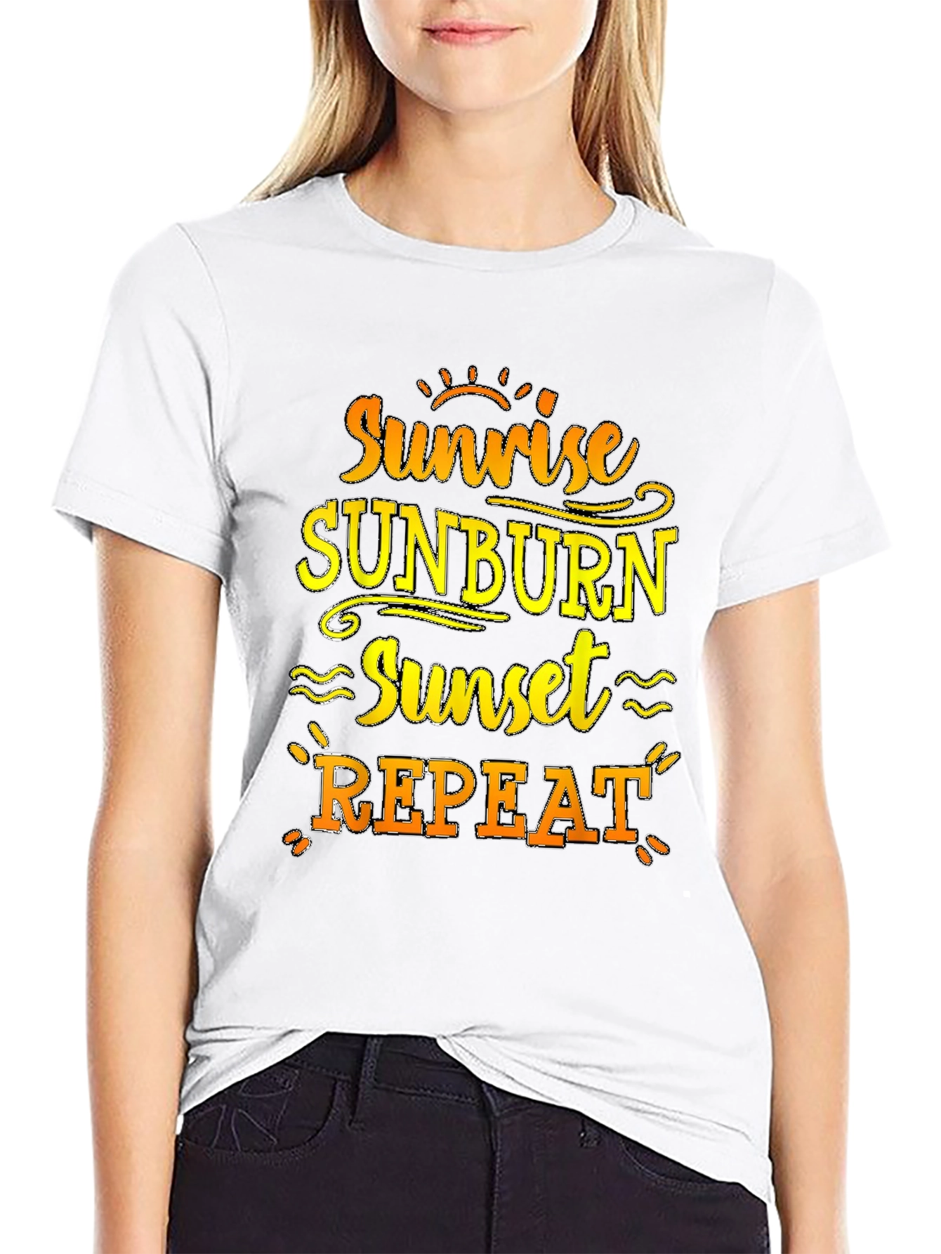 Sunrise Sunburn Sunset Repeat Black T-Shirt