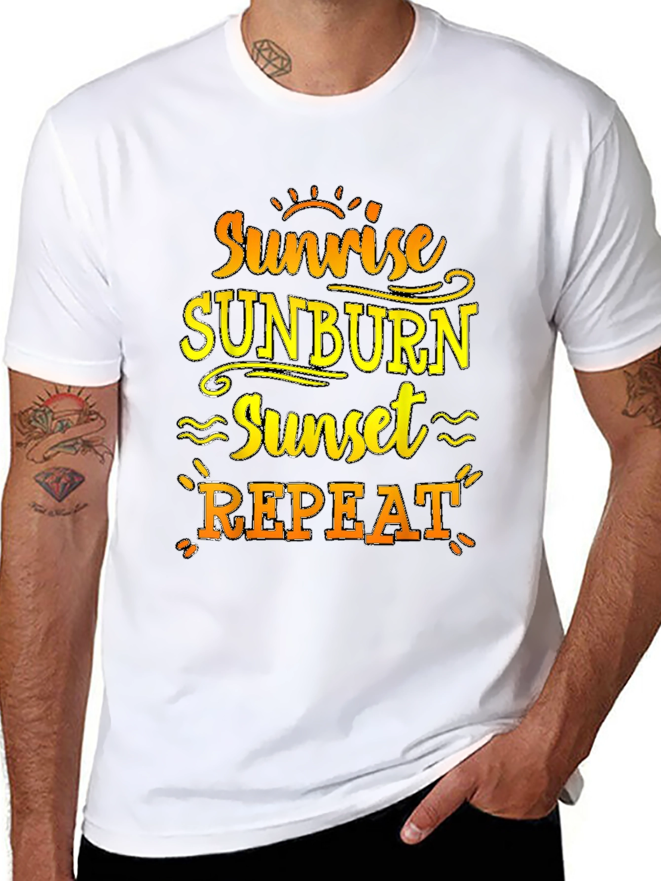 Sunrise Sunburn Sunset Repeat Black T-Shirt