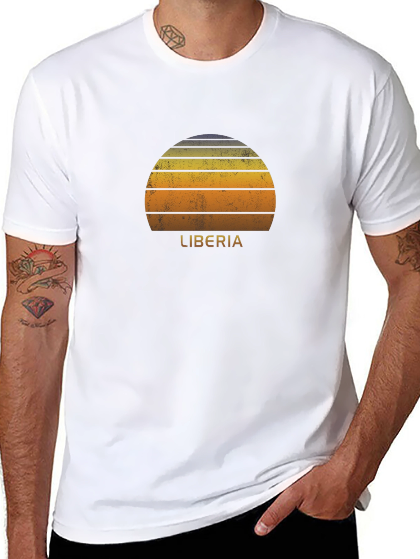Retro Liberia Sunset Graphic T-Shirt