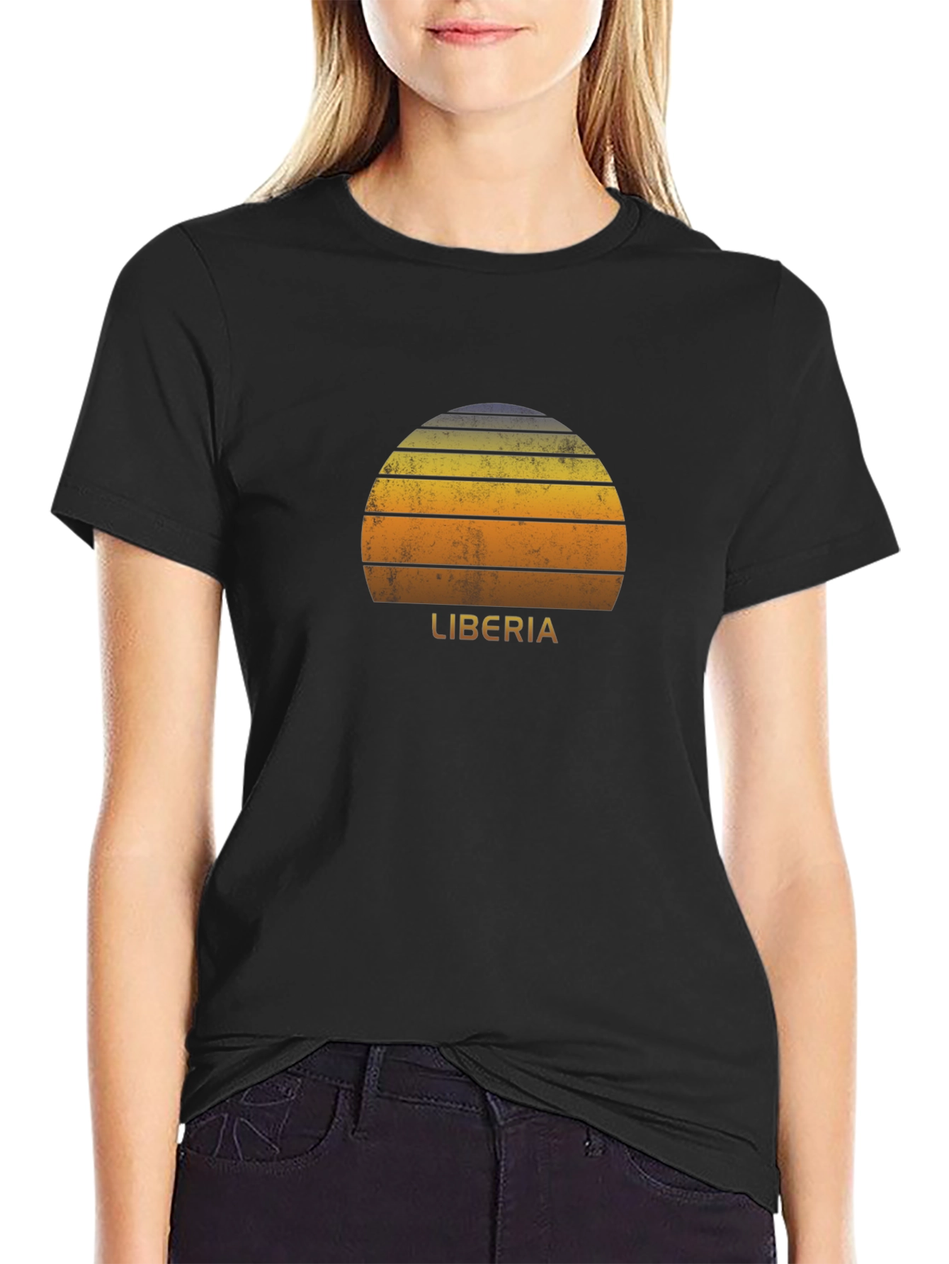 Retro Liberia Sunset Graphic T-Shirt