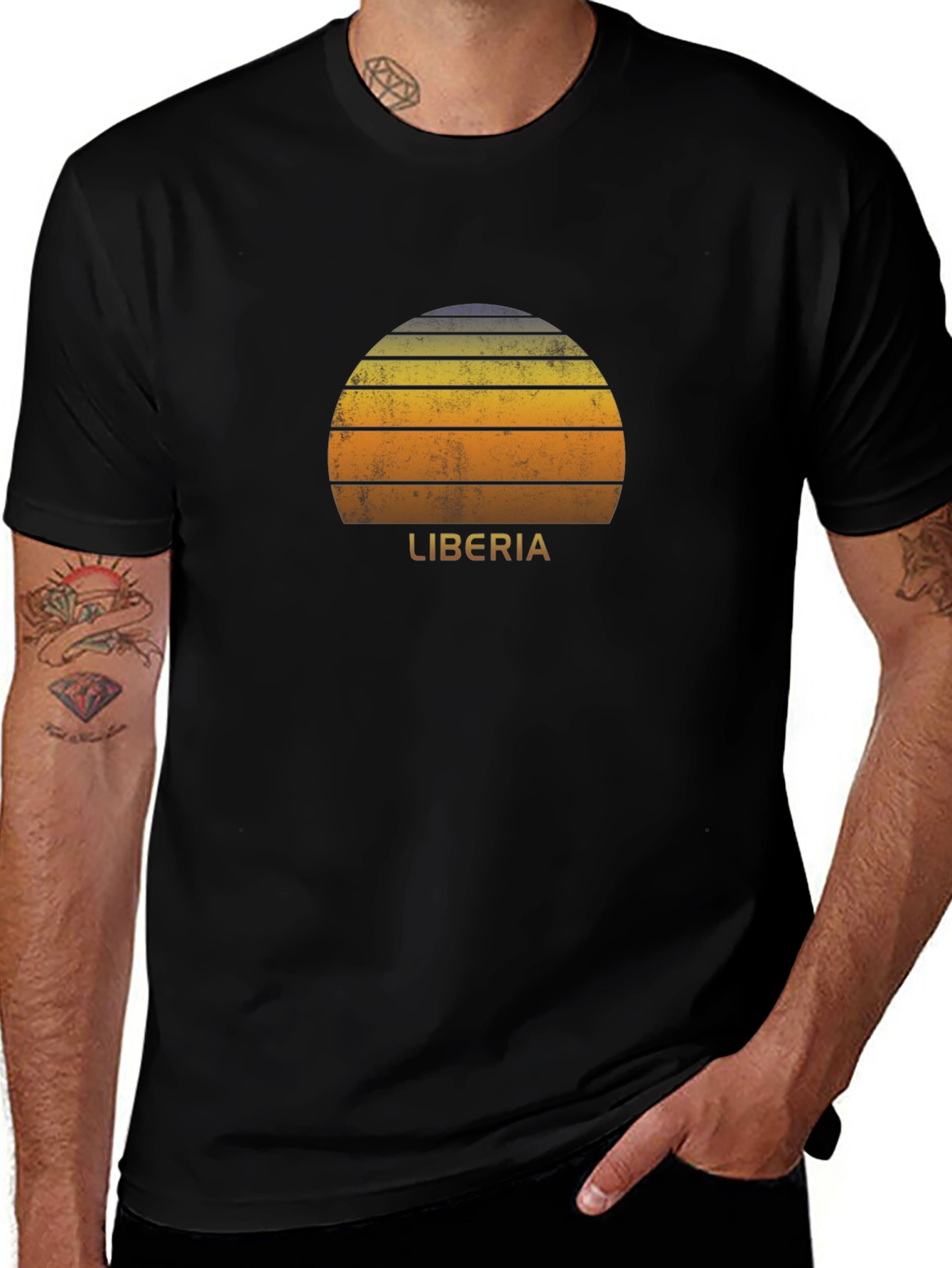Retro Liberia Sunset Graphic T-Shirt