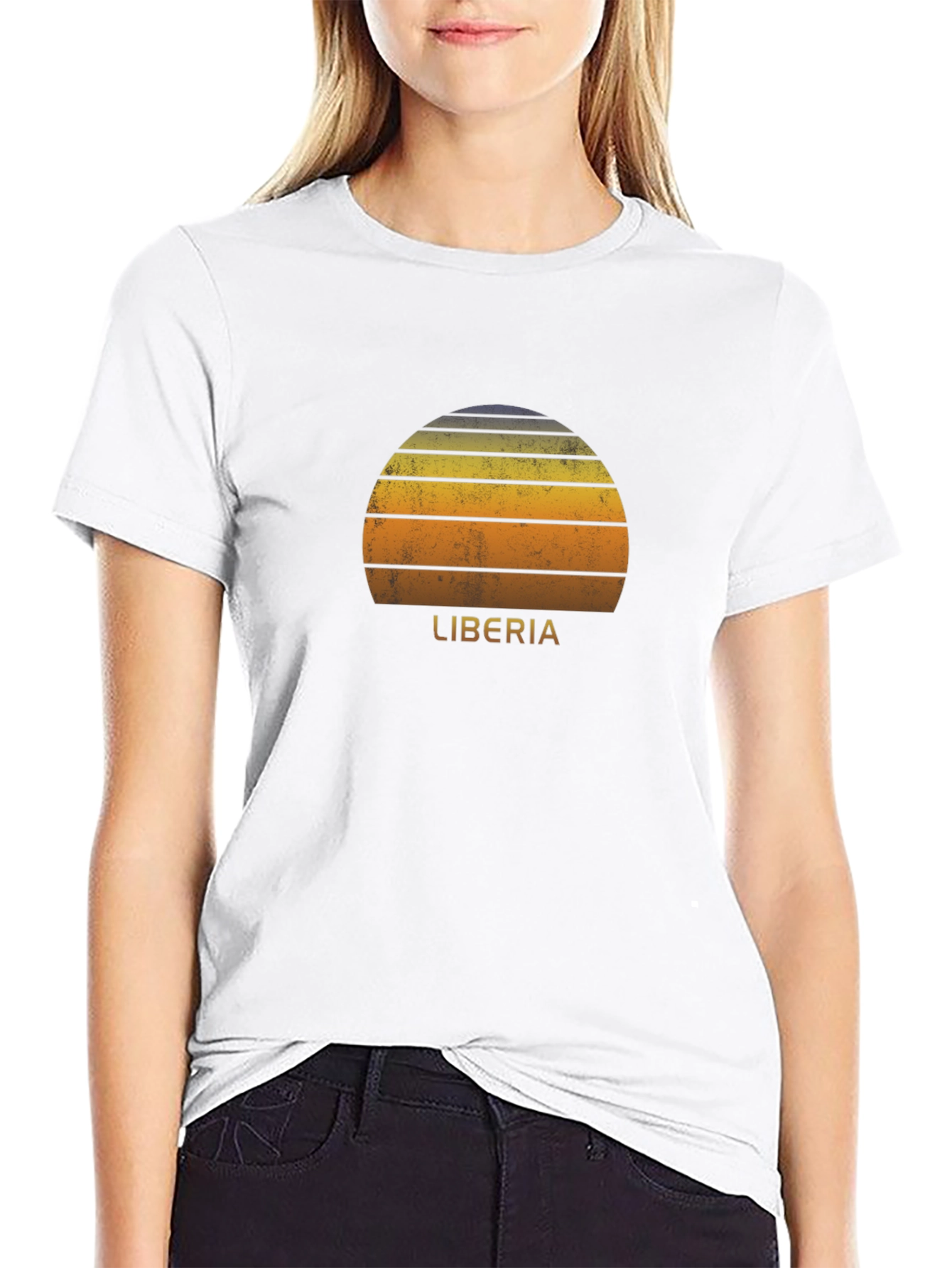 Retro Liberia Sunset Graphic T-Shirt