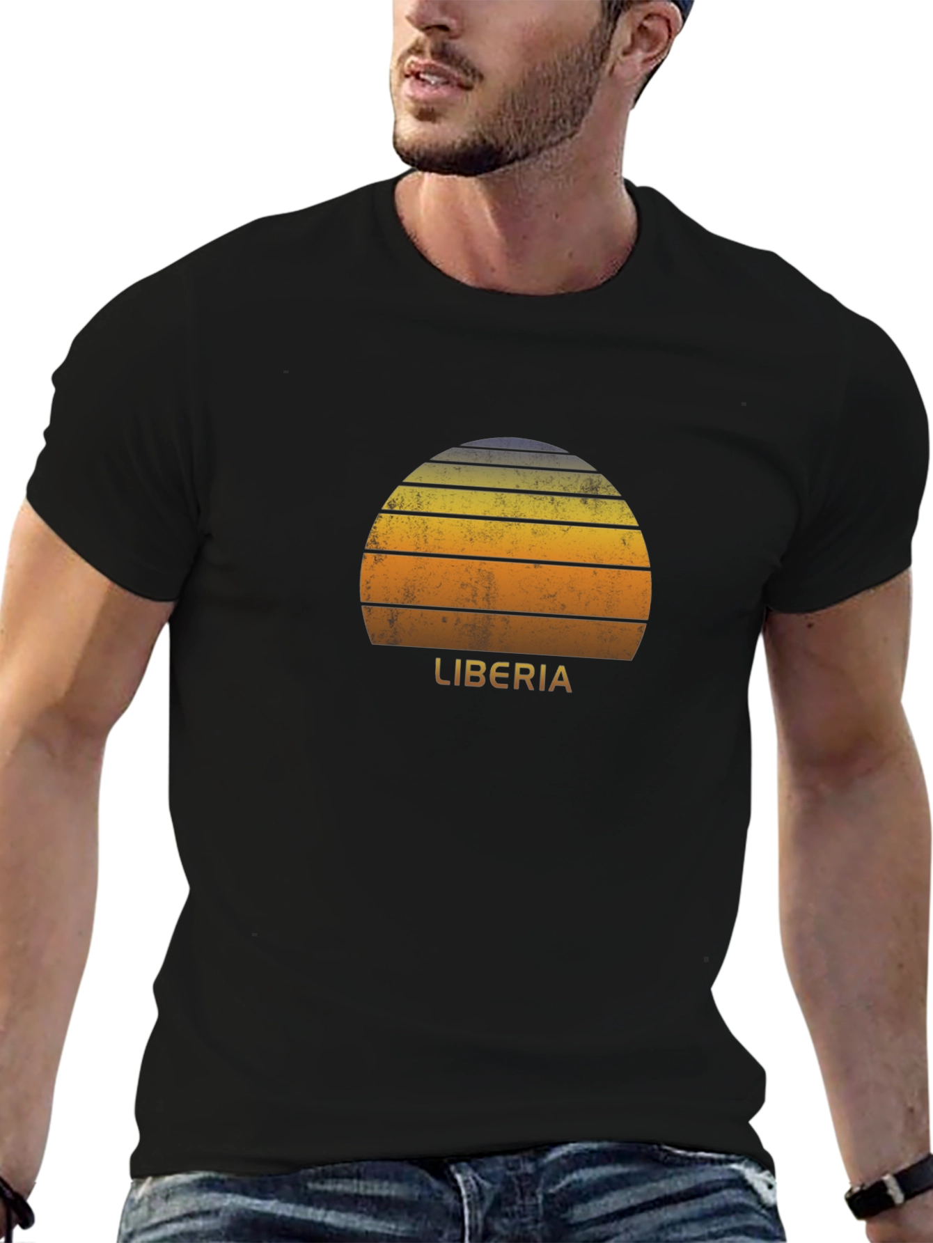 Retro Liberia Sunset Graphic T-Shirt