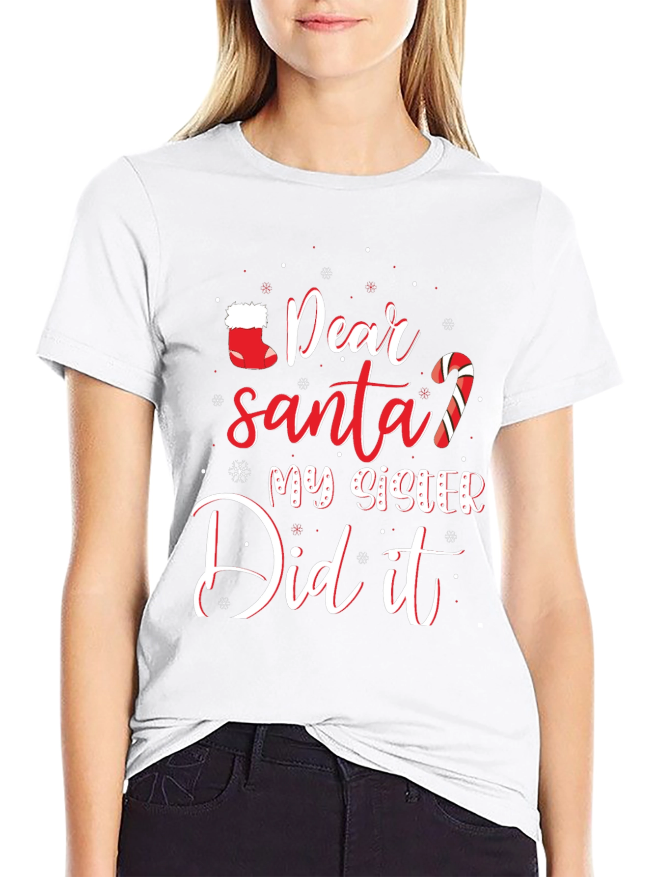 Dear Santa My Sister Did It Funny Christmas T-Shirt