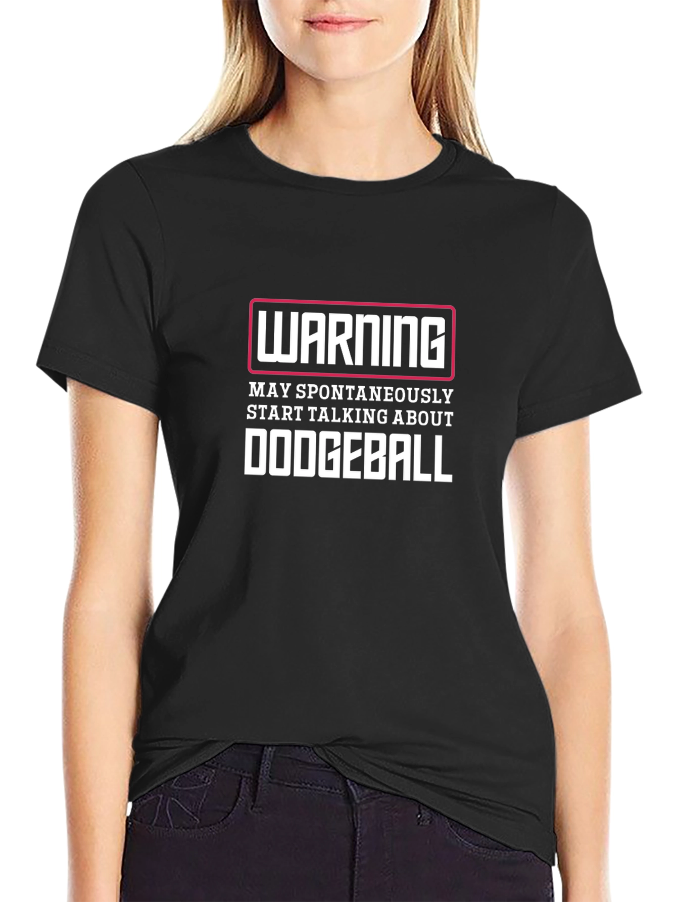 Funny Dodgeball T-Shirt - Warning May Spontaneously Talk