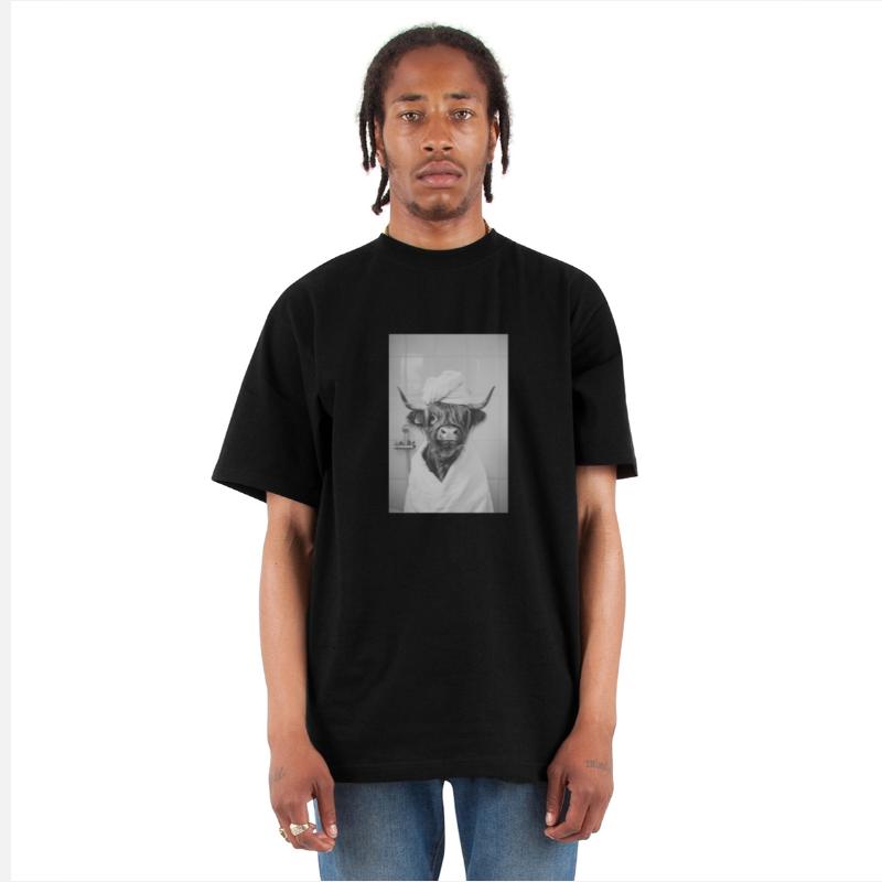 Highland Cow in Bath | Funny Bathing Cow Art