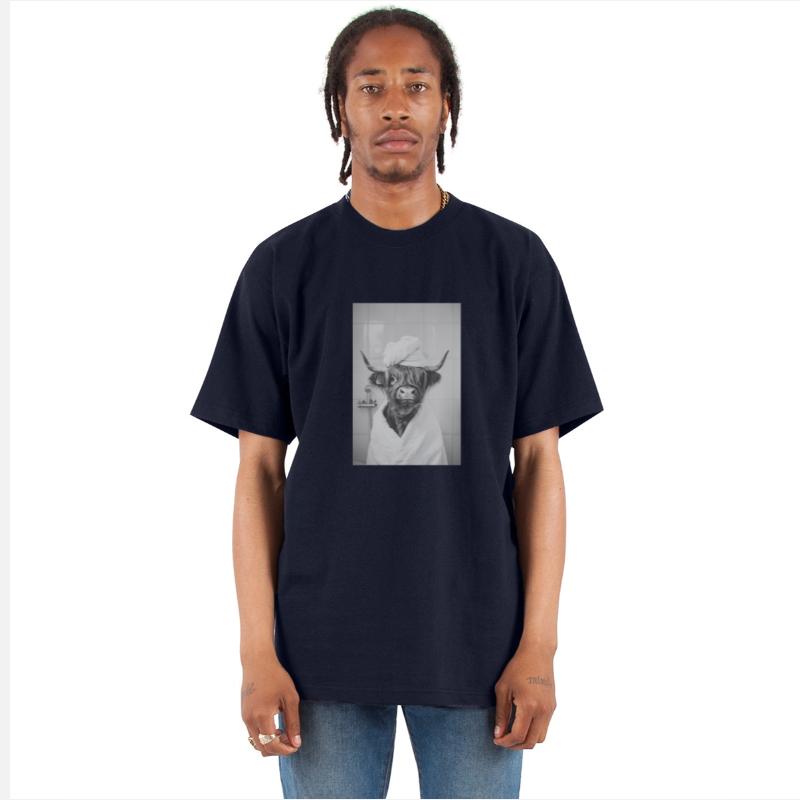 Highland Cow in Bath | Funny Bathing Cow Art