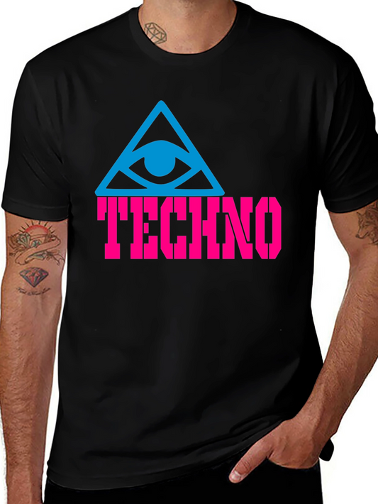 Techno Eye T-Shirt - Black Cotton Graphic Tee