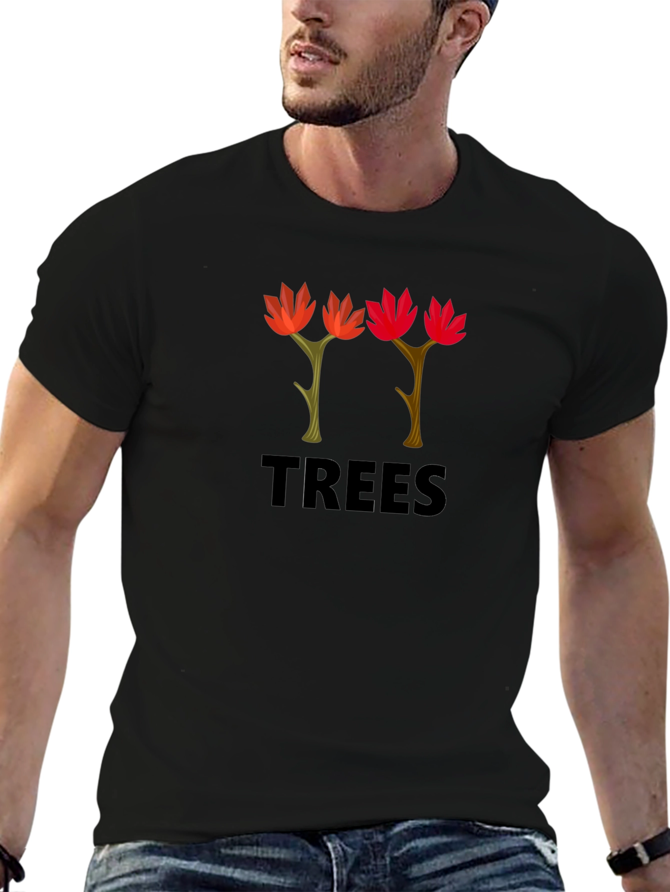 Trees Graphic T-Shirt - Black Cotton Tee
