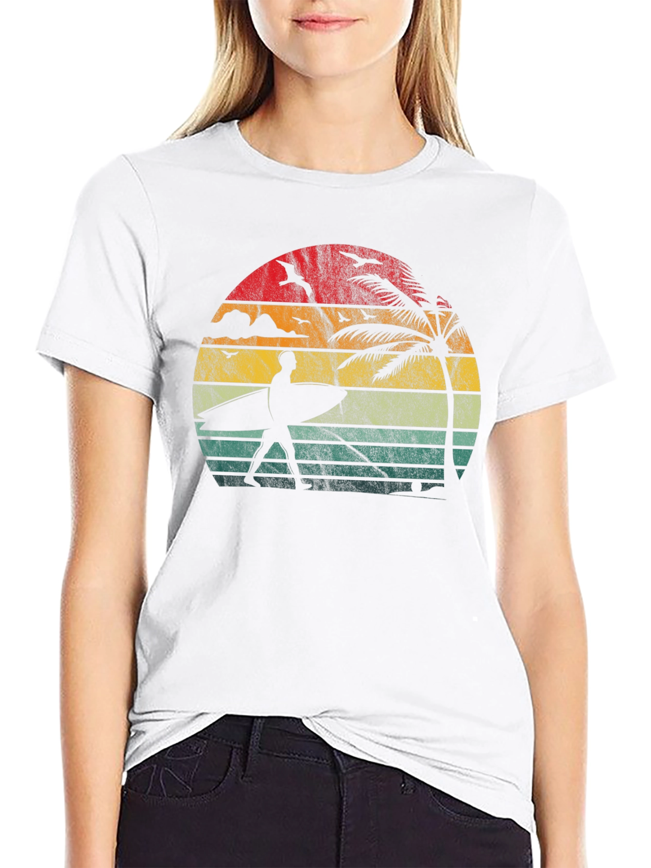 Retro Sunset Surfer T-Shirt