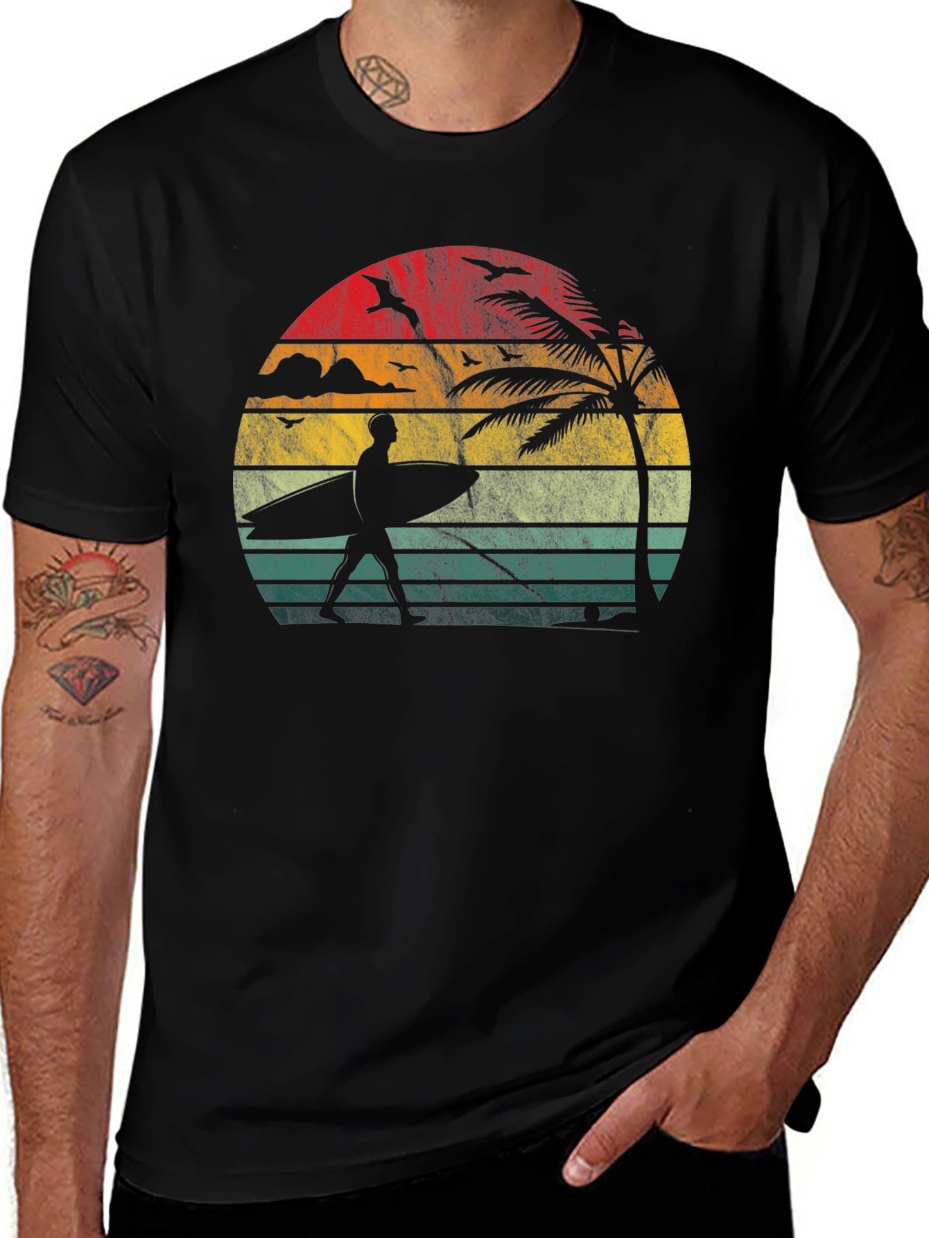 Retro Sunset Surfer T-Shirt