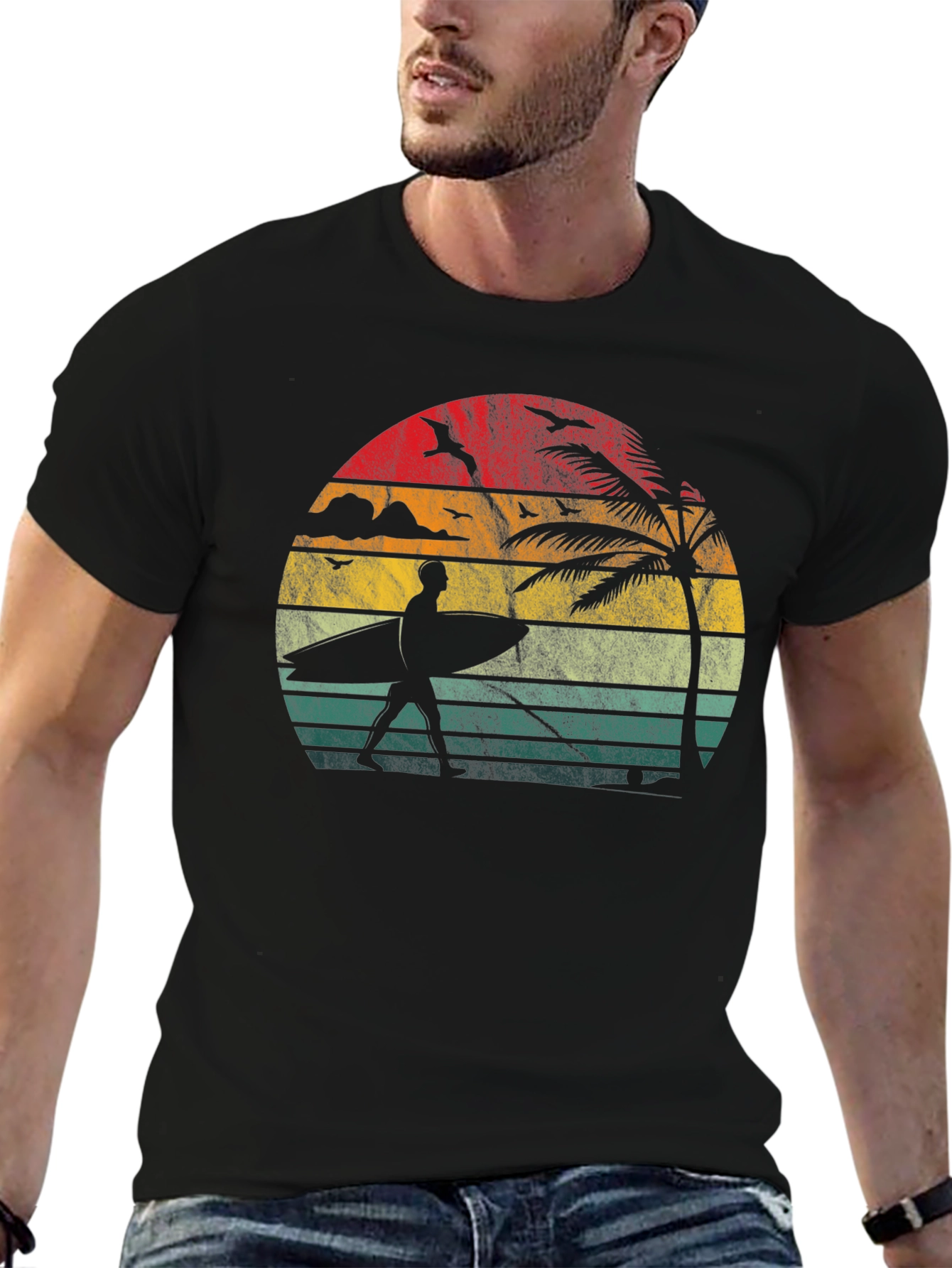 Retro Sunset Surfer T-Shirt