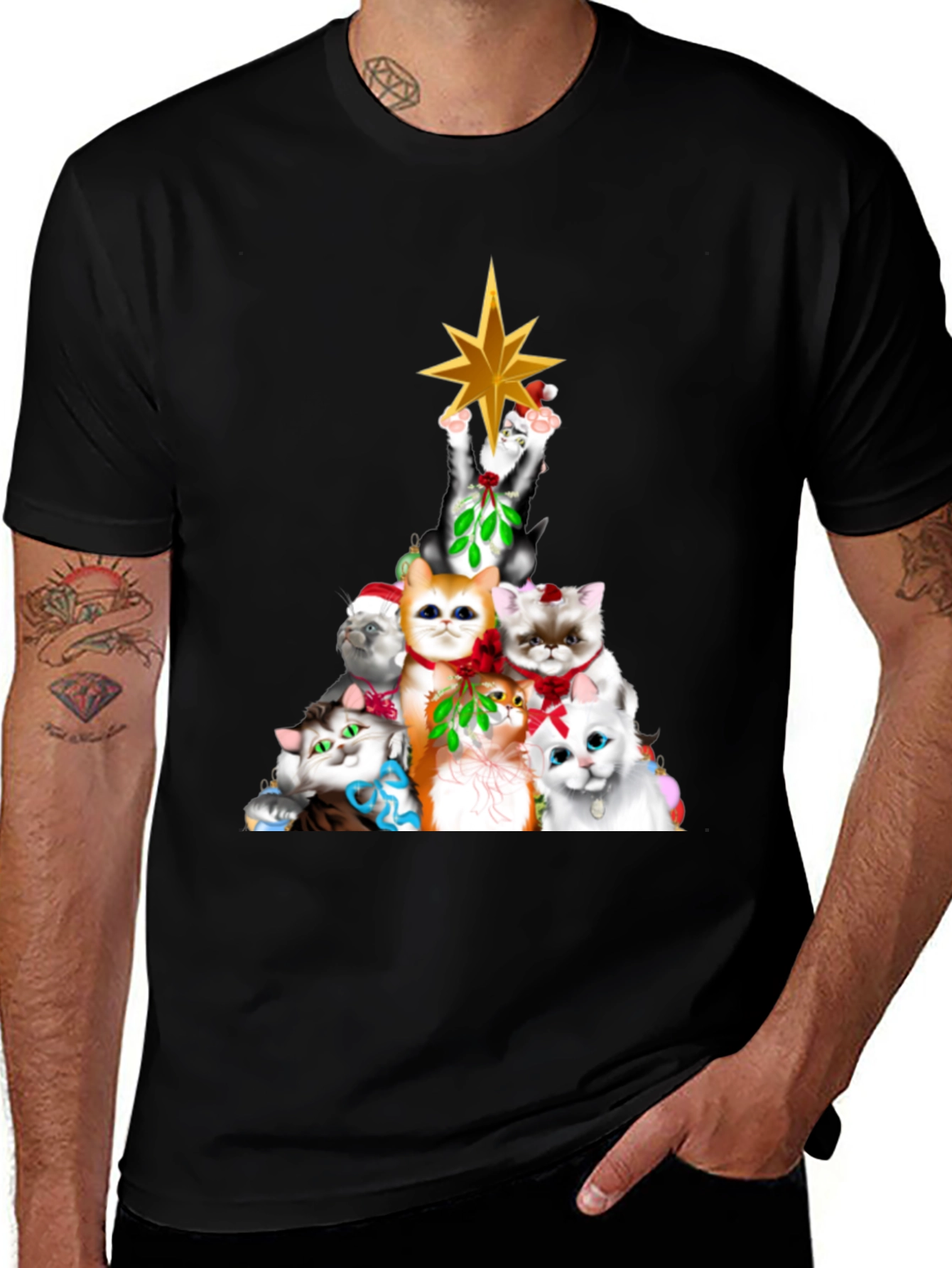 Festive Cat Christmas Tree T-Shirt